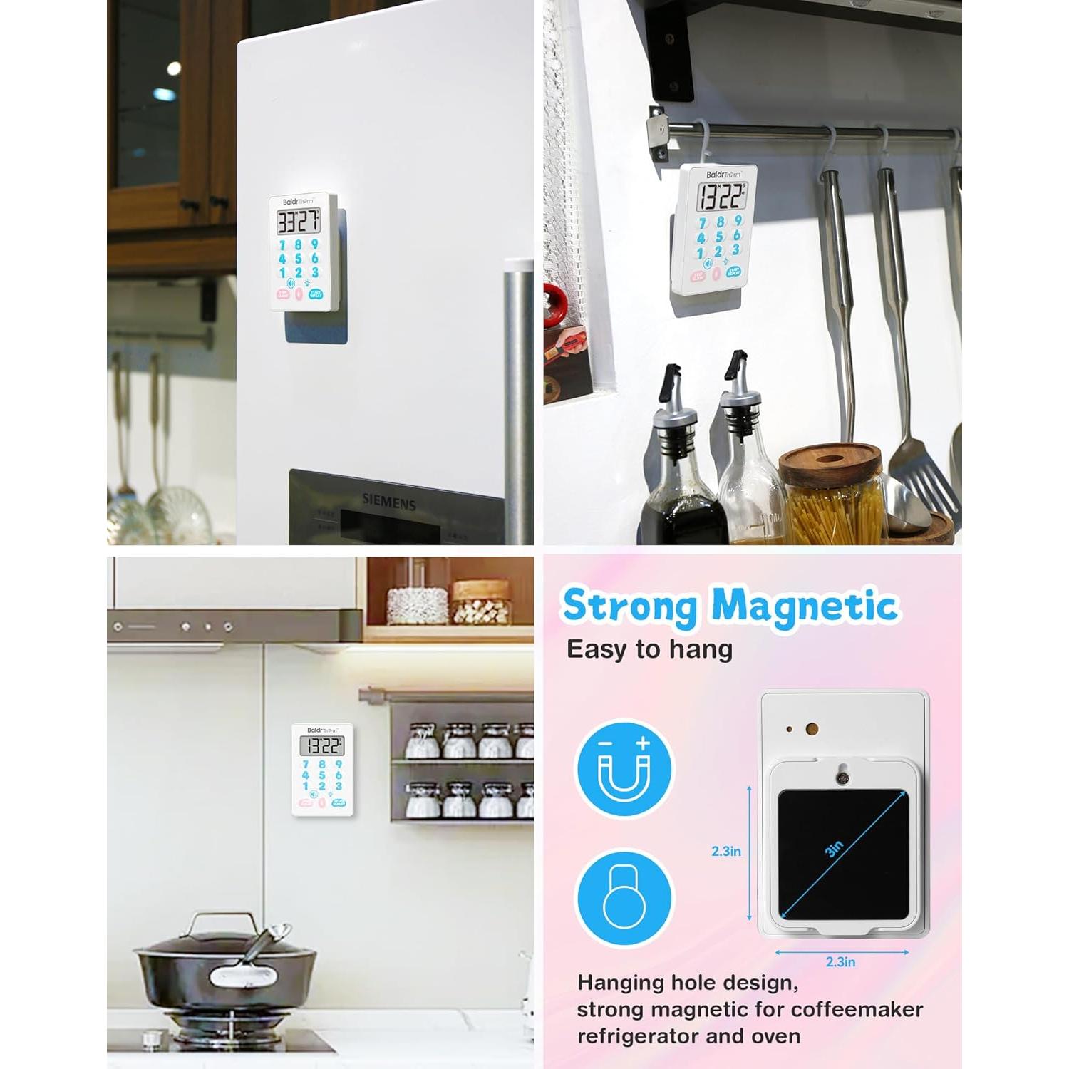 Temporizador Digital BaldrTherm Magnético Impermeable Rosa