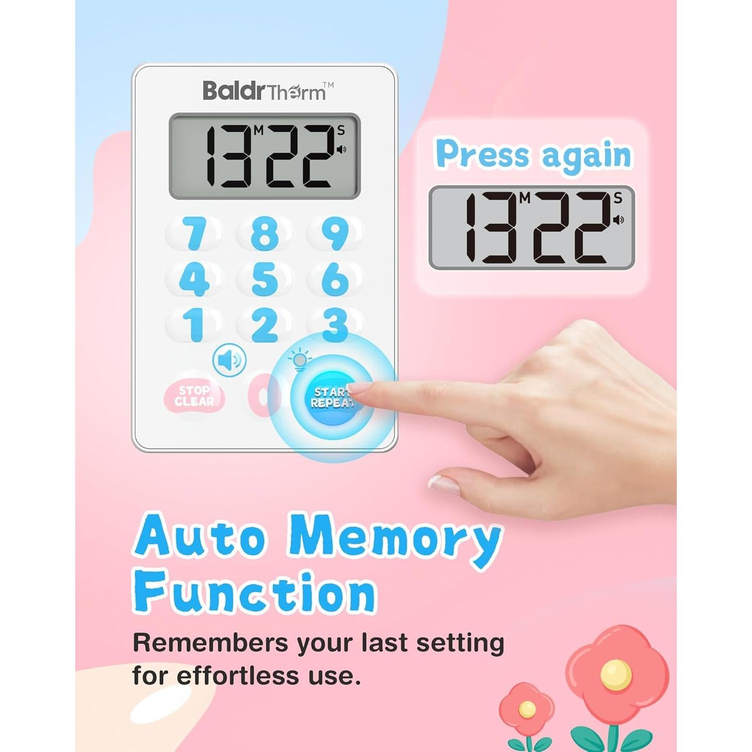 Temporizador Digital BaldrTherm Magnético Impermeable Rosa