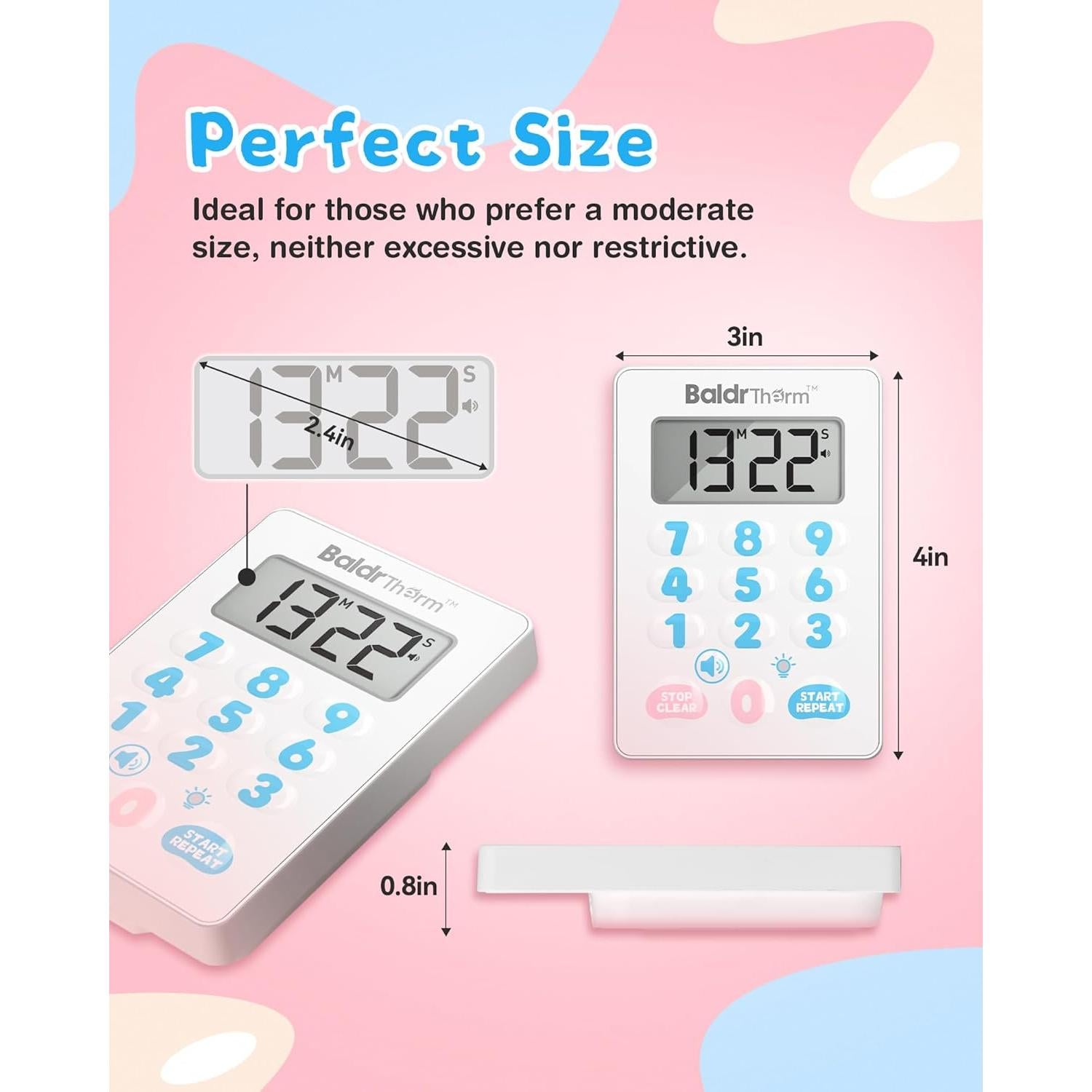 Temporizador Digital BaldrTherm Magnético Impermeable Rosa