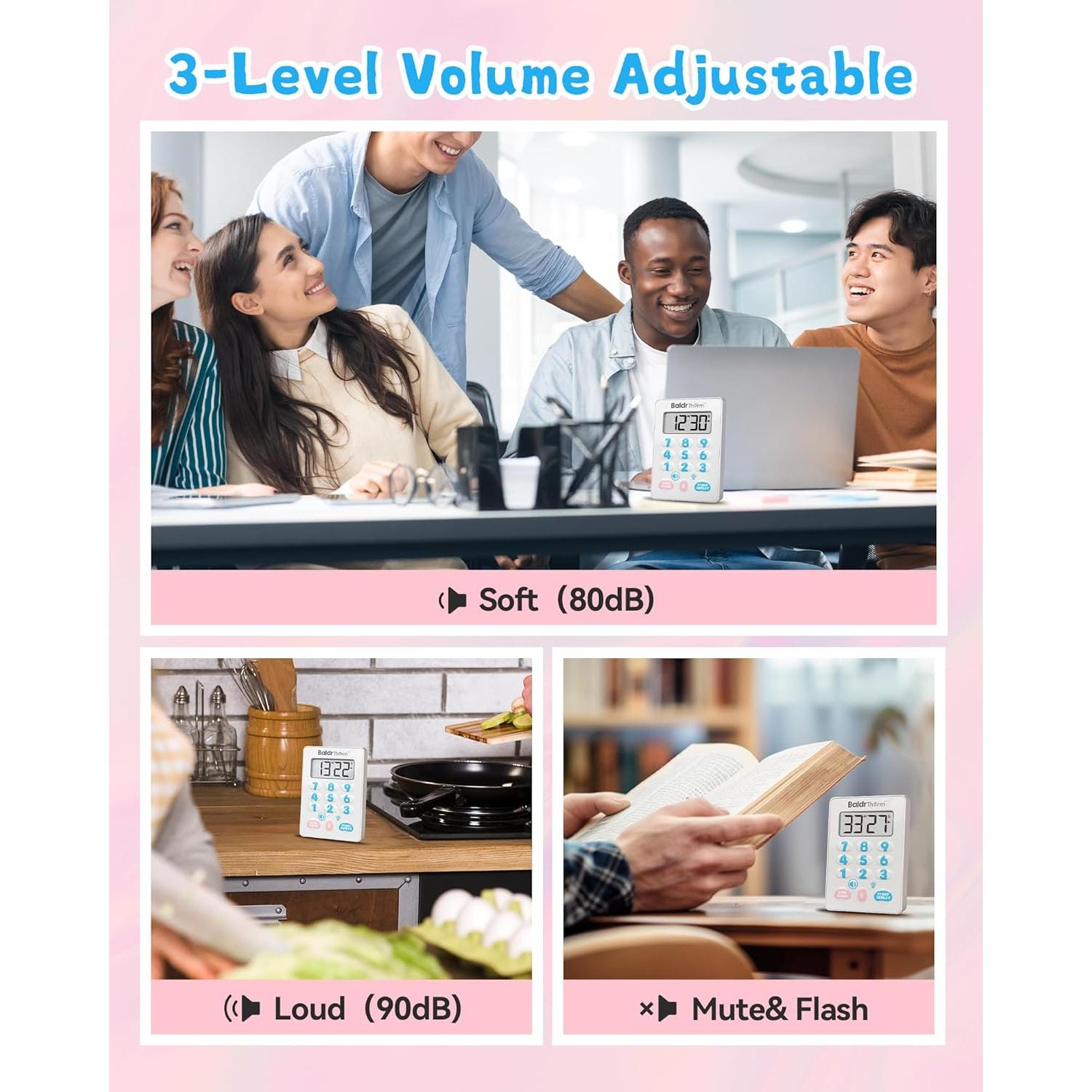 Temporizador Digital BaldrTherm Magnético Impermeable Rosa