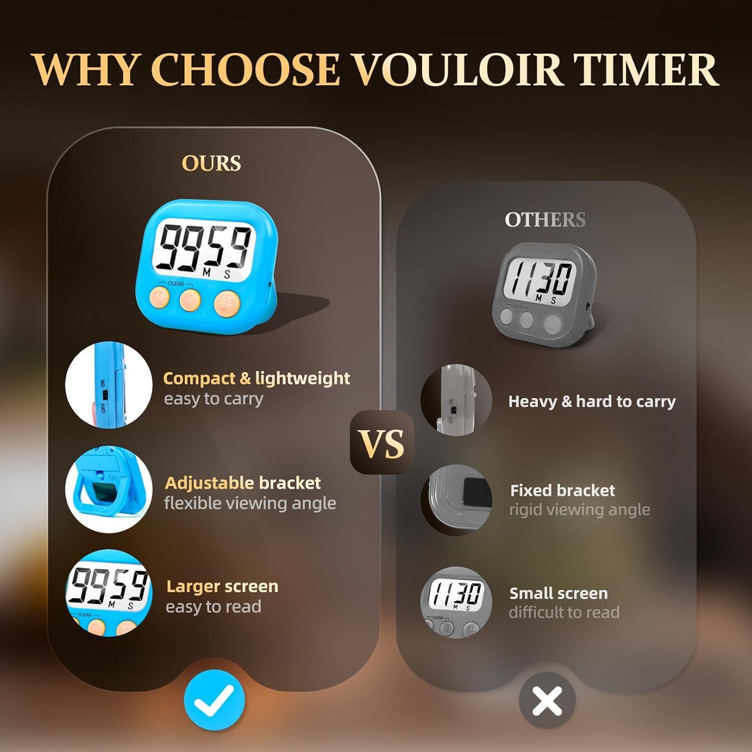 Temporizadores de Cocina Digitales VOULOIR - Paquete de 6