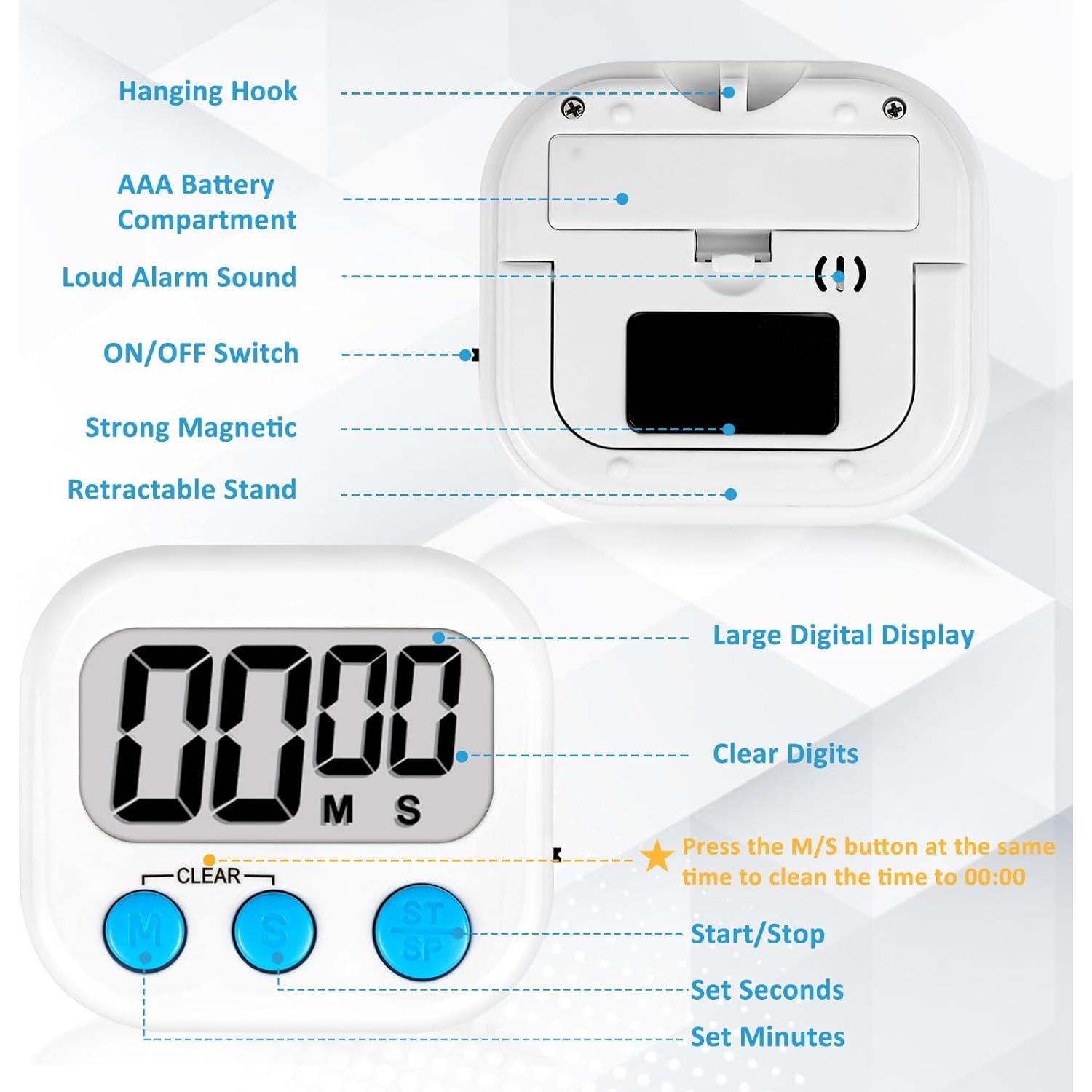 Temporizadores Digitales ZILLEEN para Aula - 6 Pcs Magnéticos