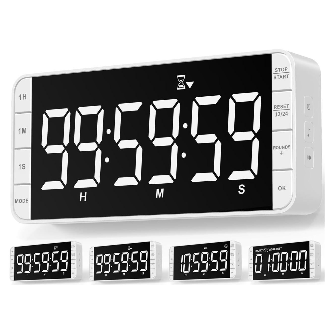 Temporizador de cocina MeesMeek 7.8" LED recargable blanco