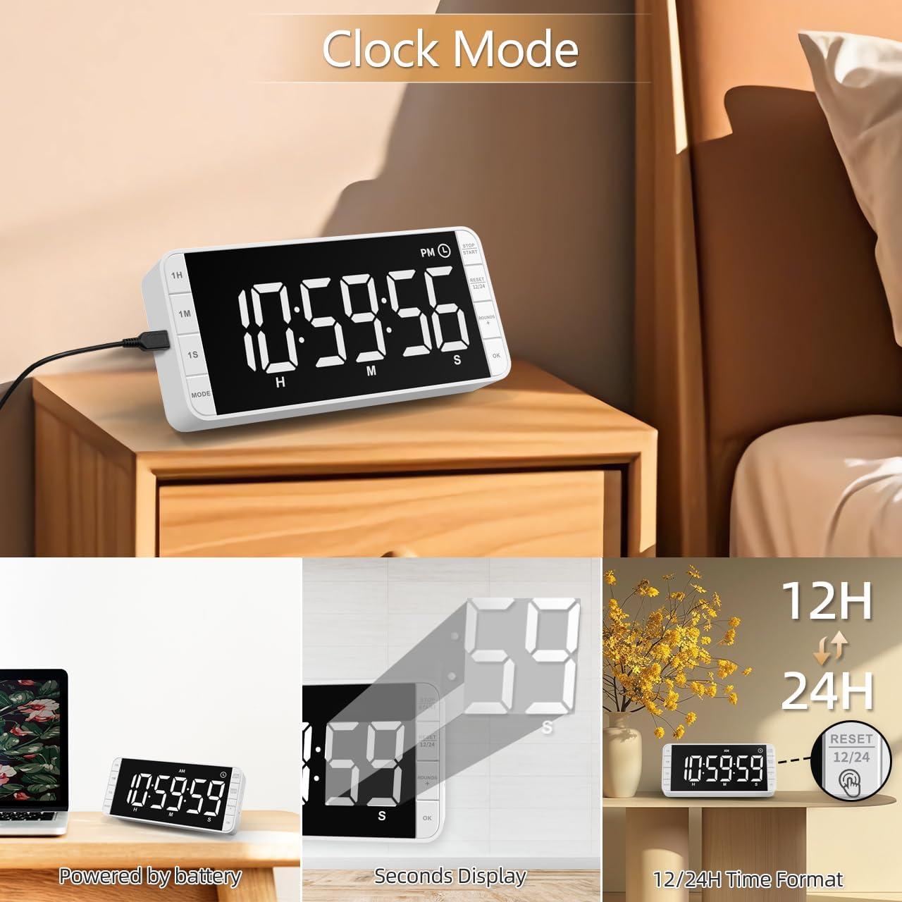 Temporizador de cocina MeesMeek 7.8" LED recargable blanco