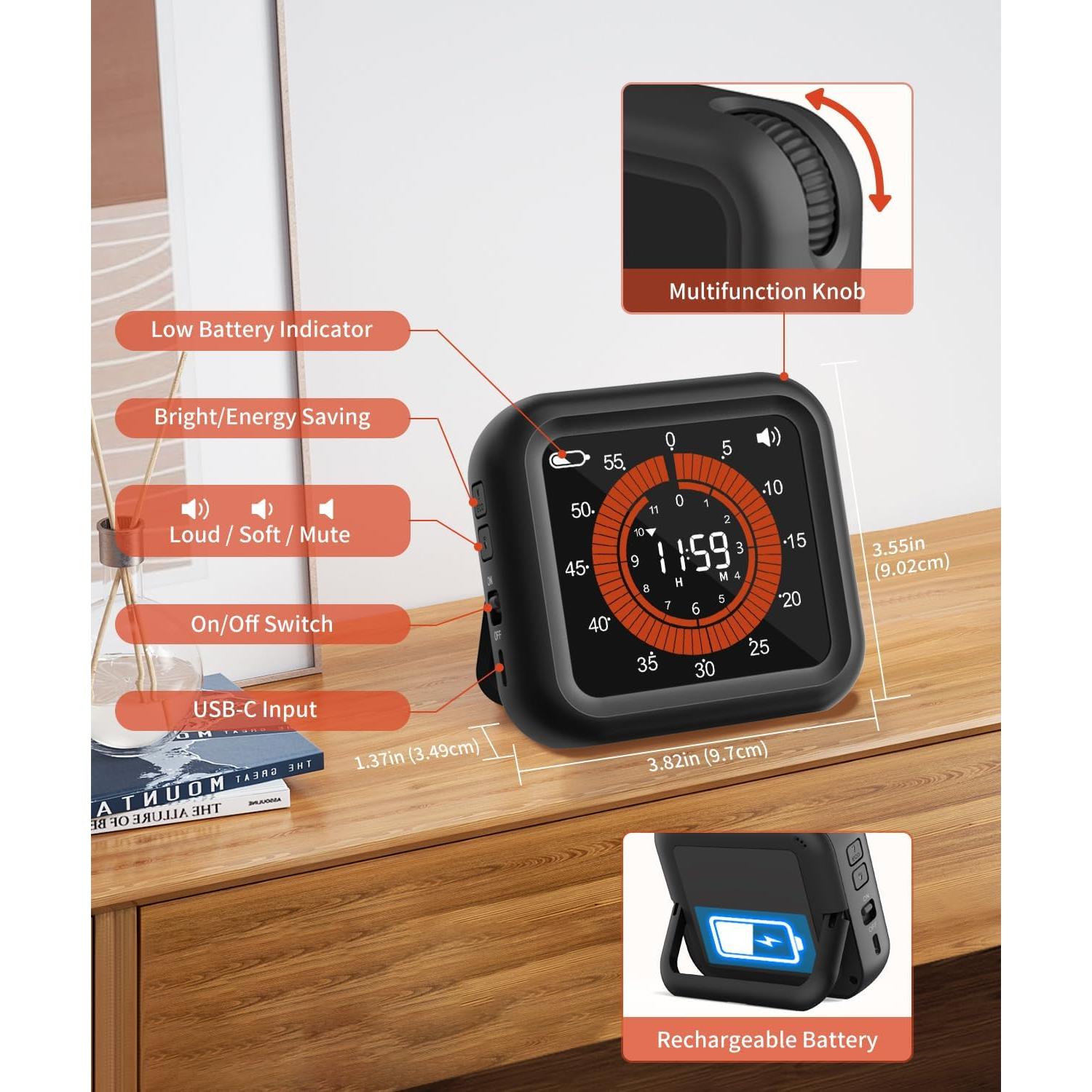 Temporizador Digital MeesMeek 11H59M Pantalla Grande Recargable