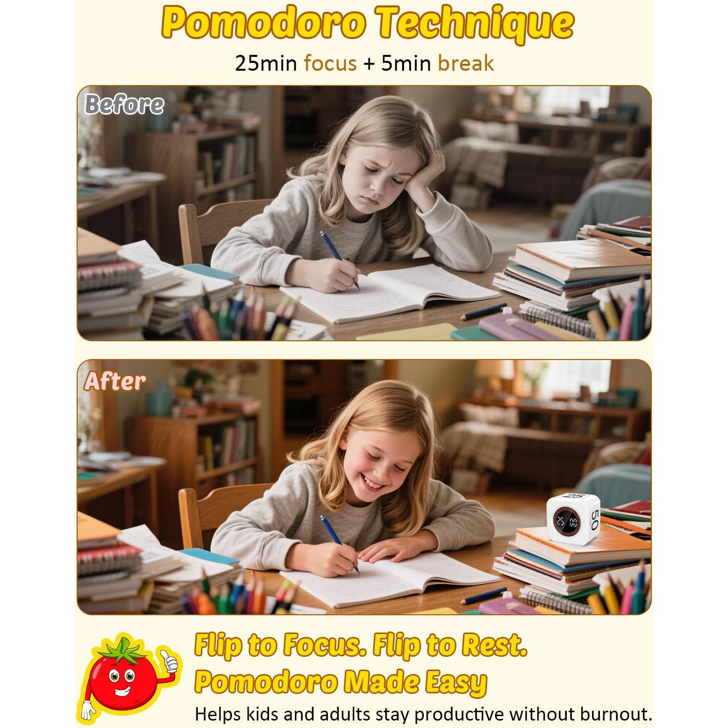 Temporizador Pomodoro COWVTUJ Cubo Visual Blanco 5-50min