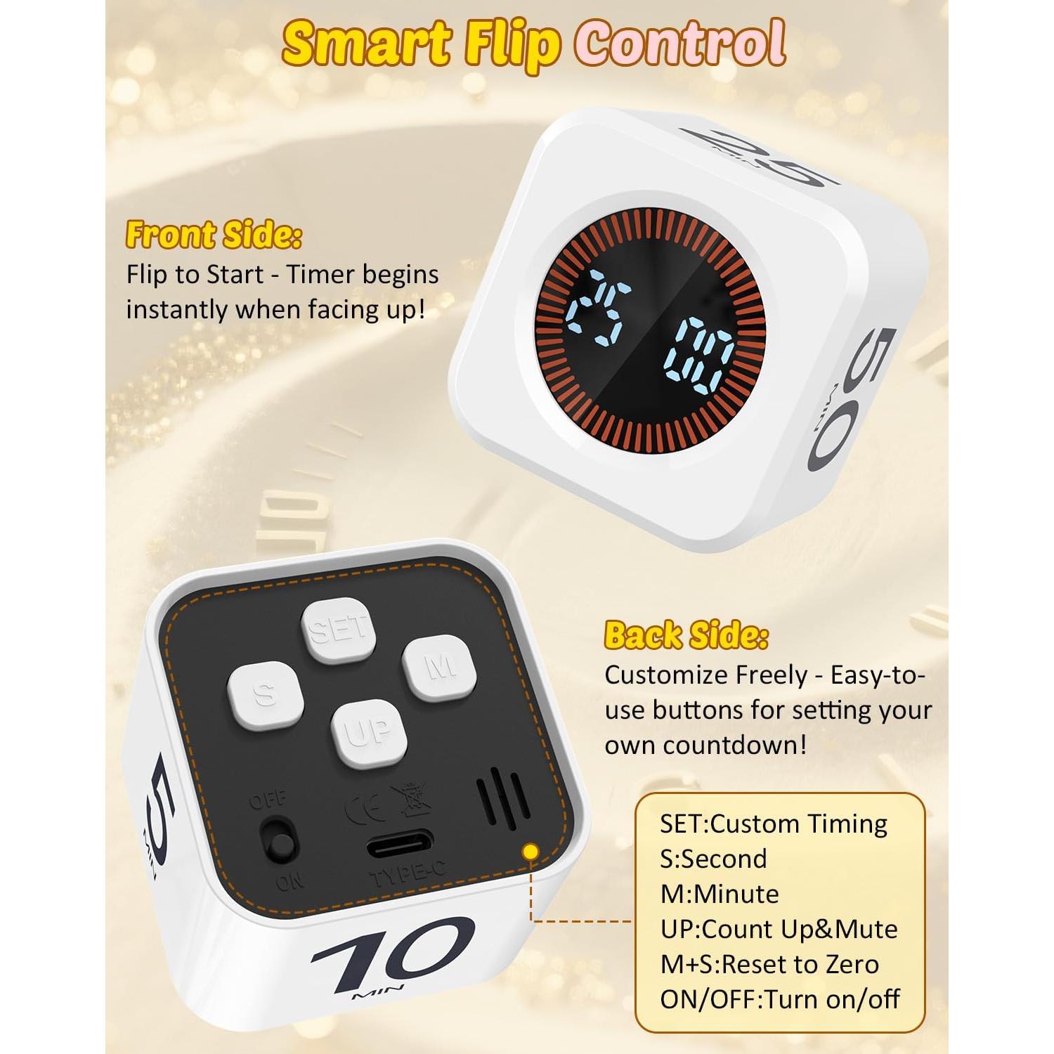 Temporizador Pomodoro COWVTUJ Cubo Visual Blanco 5-50min