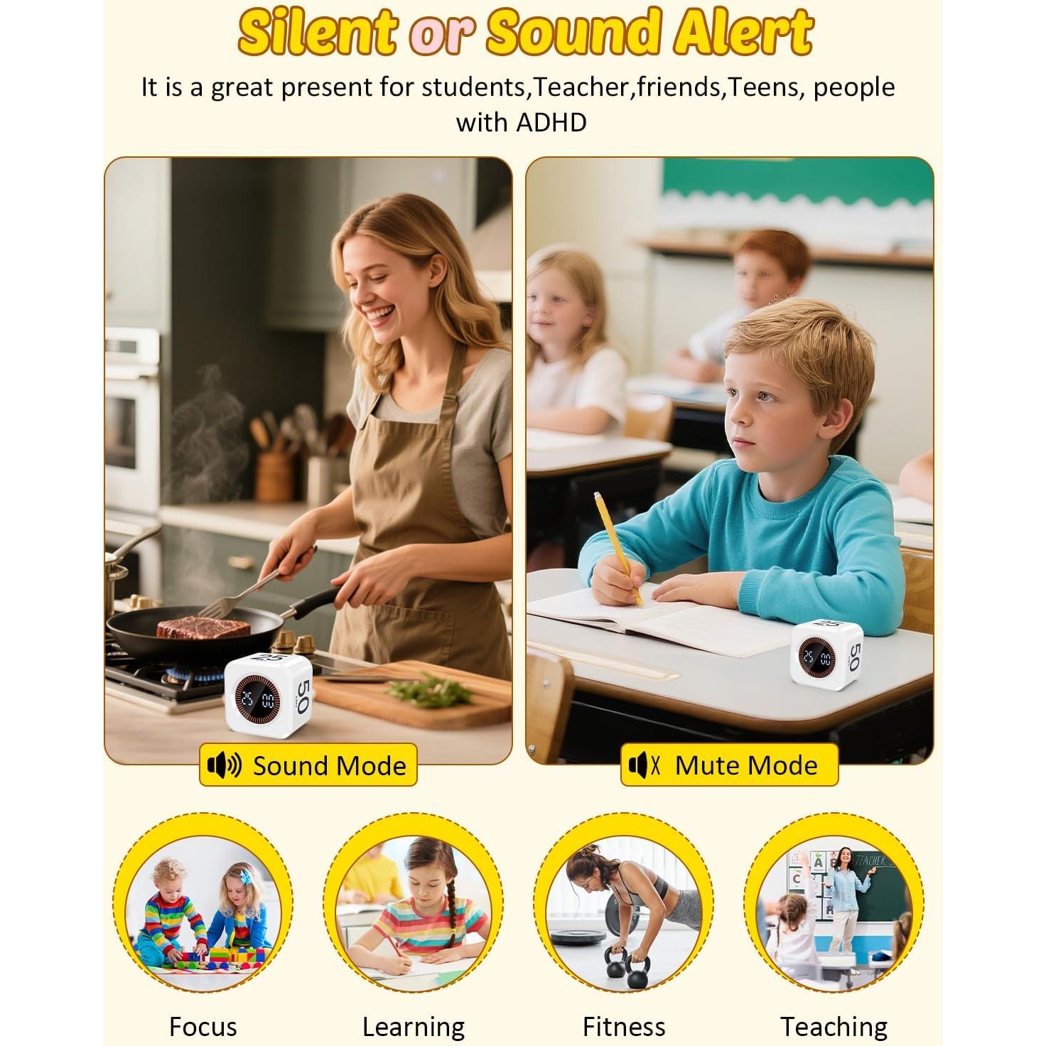 Temporizador Pomodoro COWVTUJ Cubo Visual Blanco 5-50min