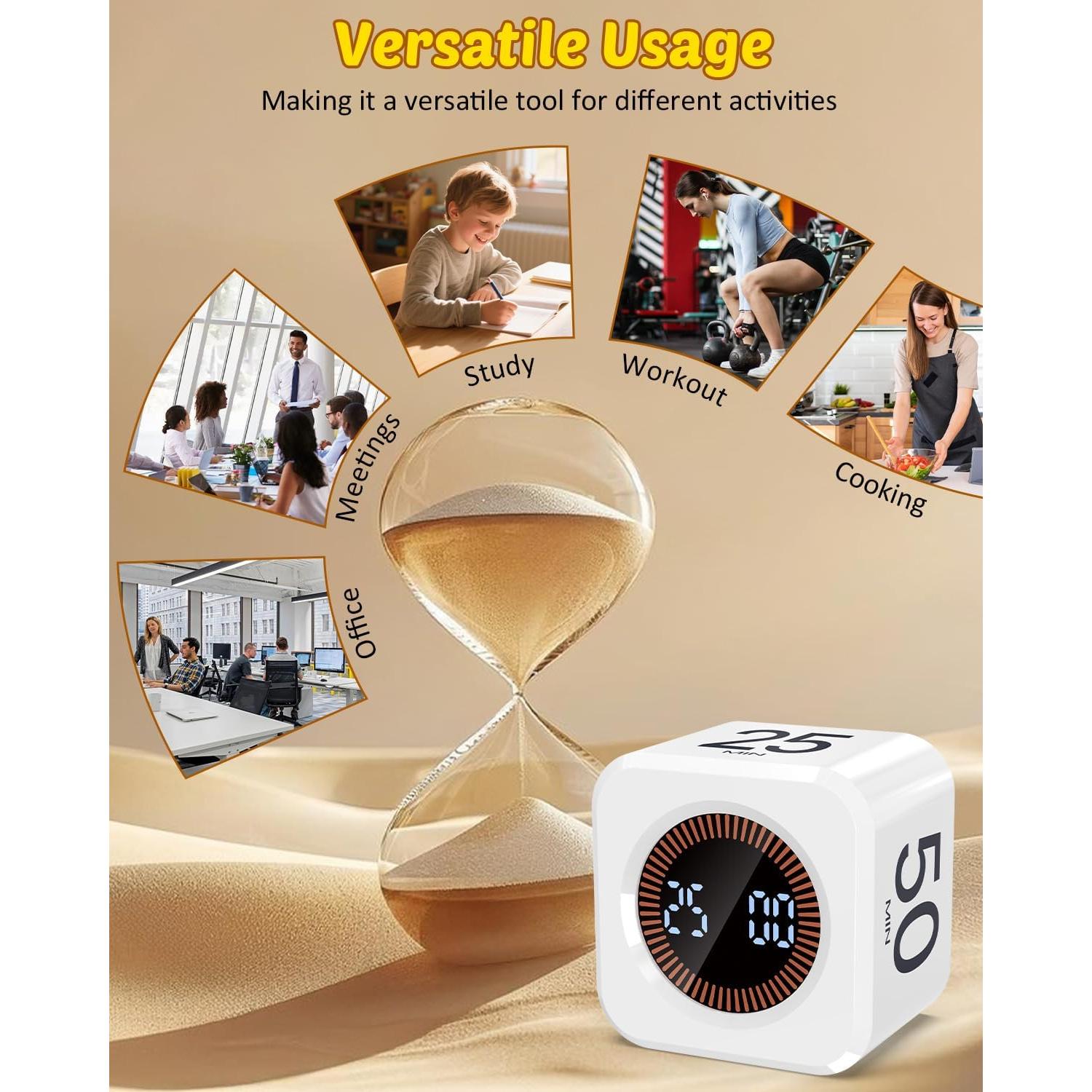 Temporizador Pomodoro COWVTUJ Cubo Visual Blanco 5-50min