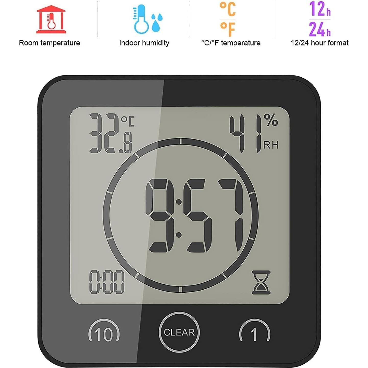 Reloj de Ducha Digital Sunsbell con Termómetro y Temporizador