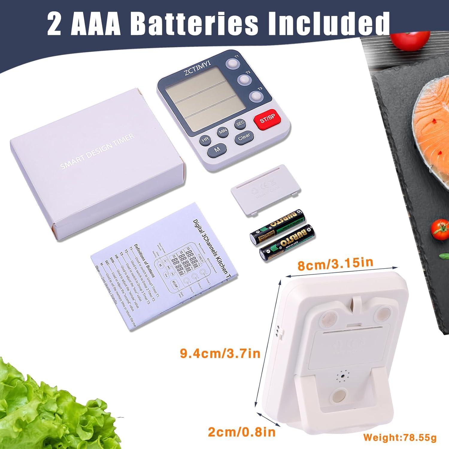 Temporizador Digital Triple ZCTIMYI con Alarma Ajustable y Memoria