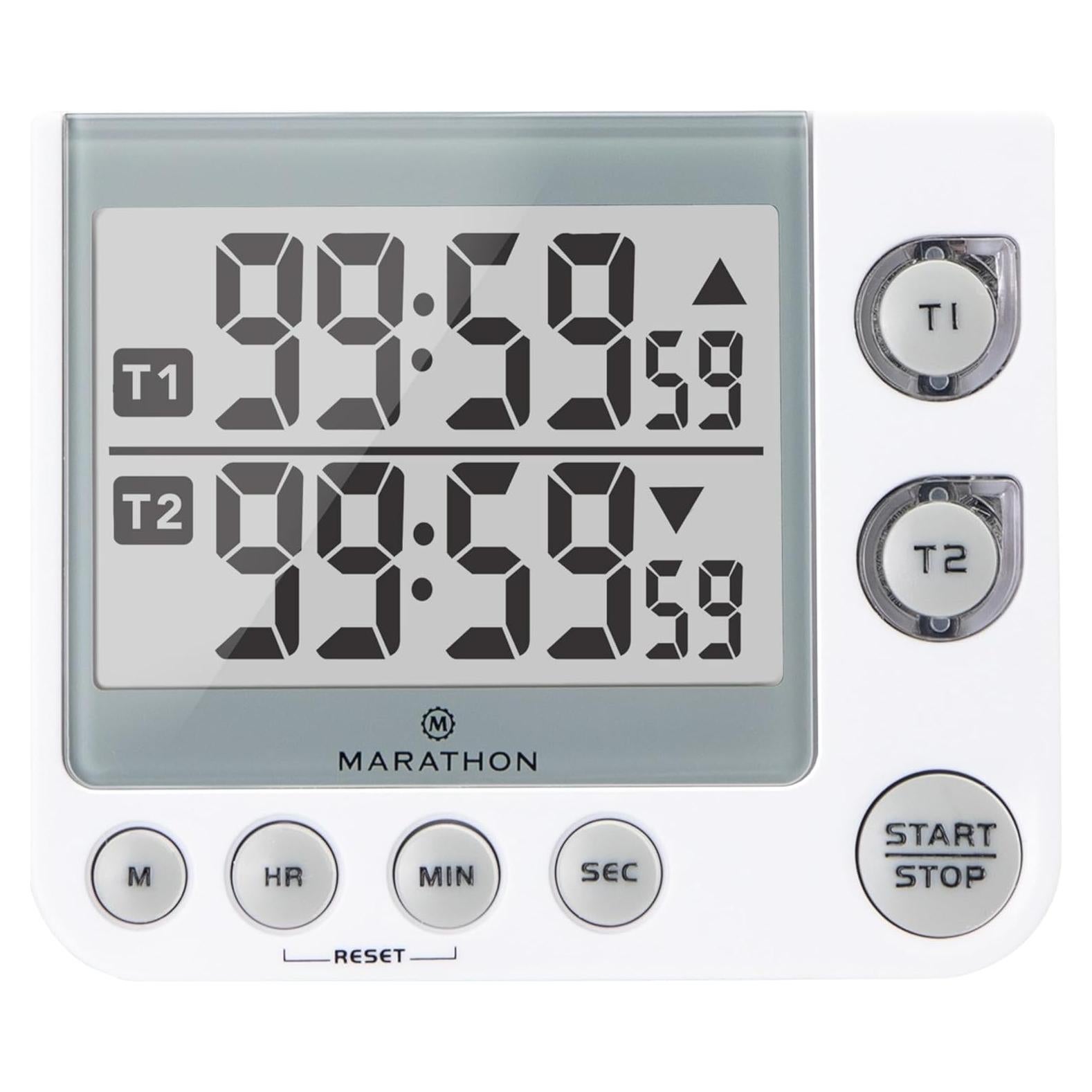 Temporizador Digital Doble Marathon 100 Horas Blanco LCD