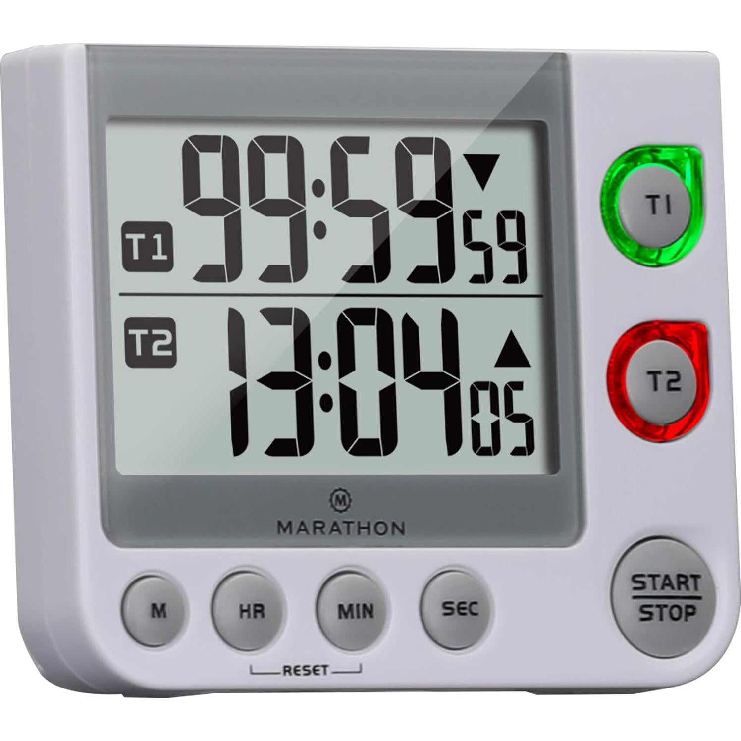 Temporizador Digital Doble Marathon 100 Horas Blanco LCD