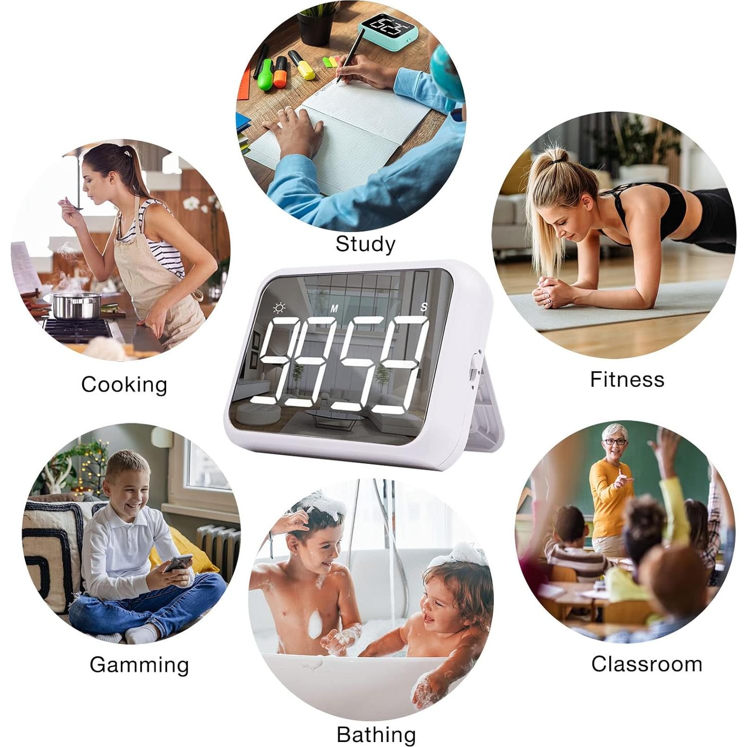 Temporizador Digital BOSAI 4" Blanco con Pantalla LED