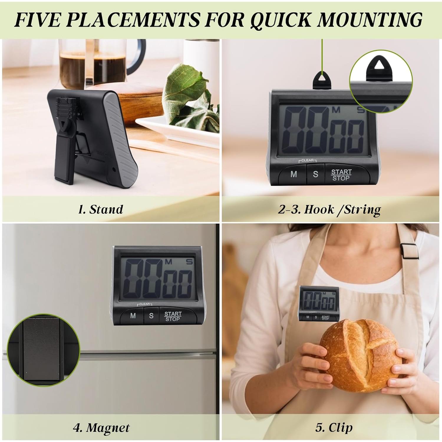 Temporizador de Cocina Digital BXF SPORTS 3" Pantalla Grande