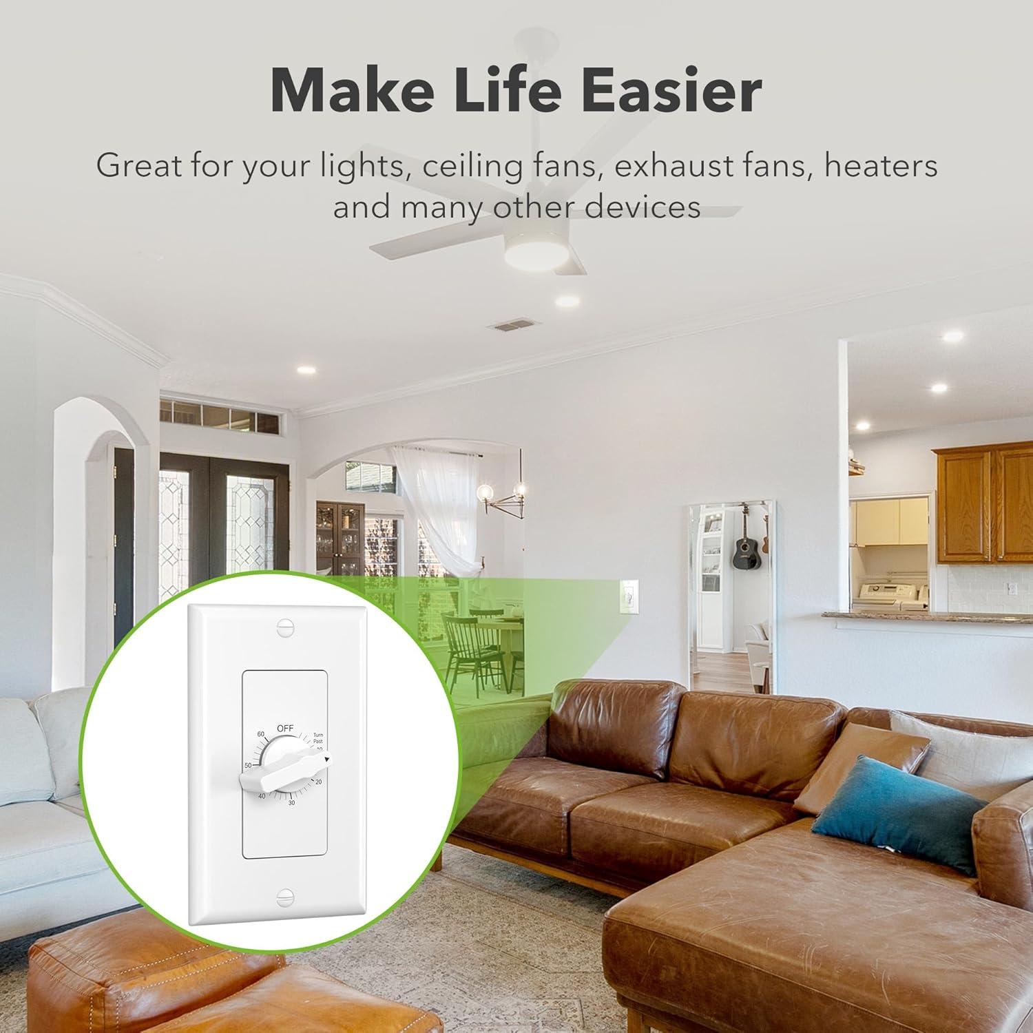 Temporizador Mecánico de Pared BN-LINK 60 Minutos Blanco/Plateado