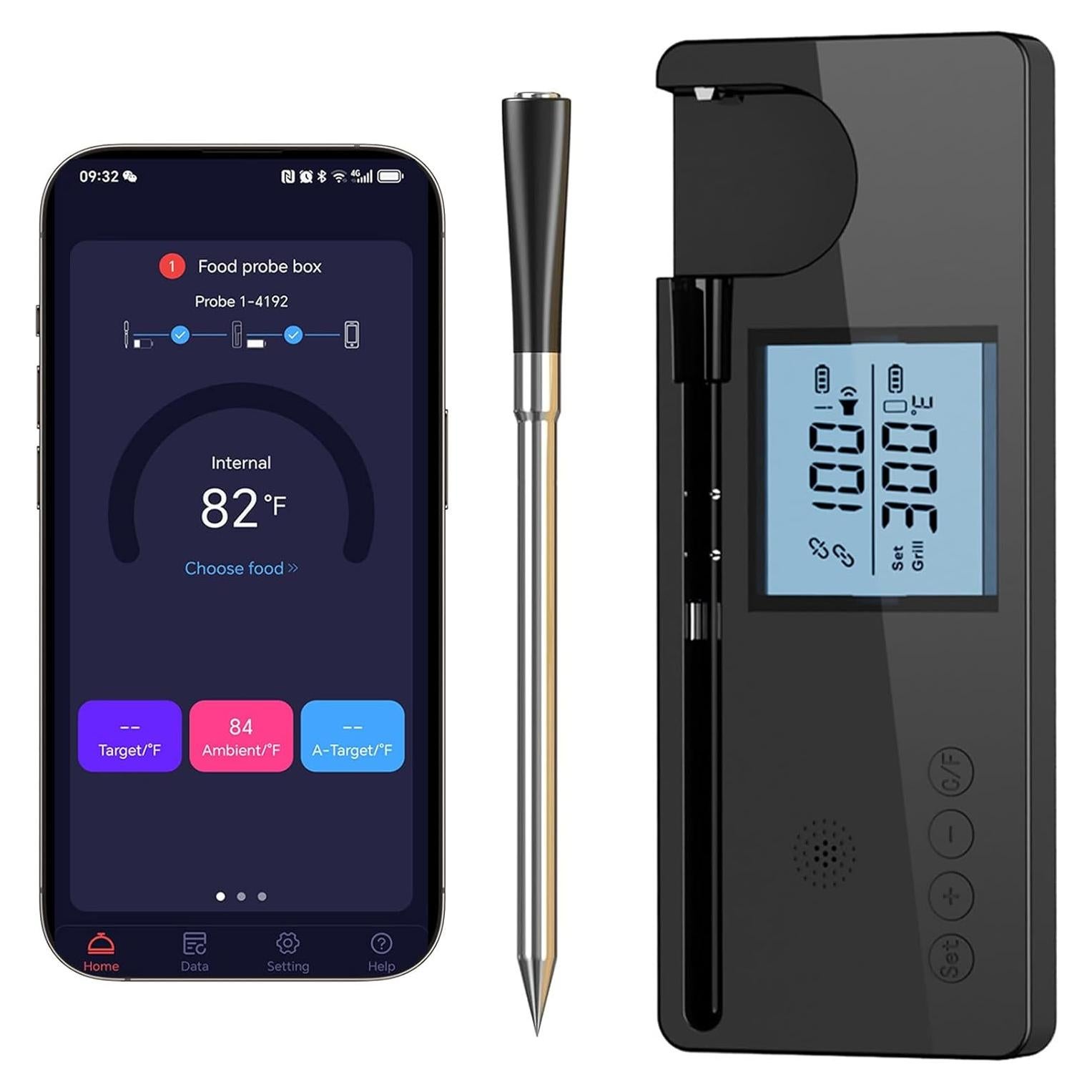 Termómetro de Carne Digital Inalámbrico JOPCPIE 243.84m Bluetooth 5.3