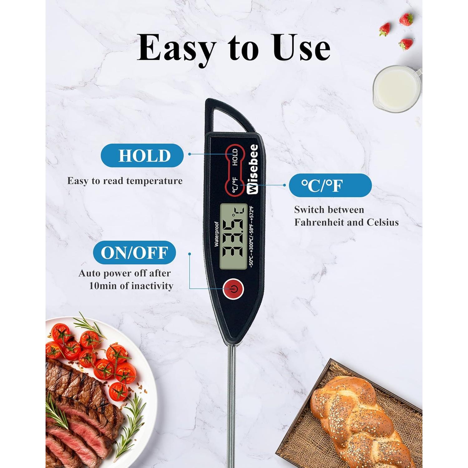 Termómetro Digital de Carne Wisebee - Precisión Rápida IPX7