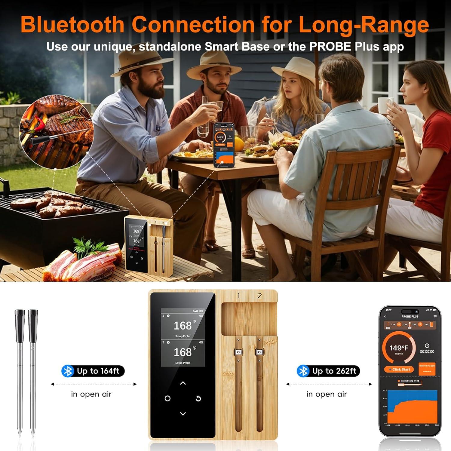 Termómetro de Carne Inalámbrico Newise con 2 Probetas Bluetooth