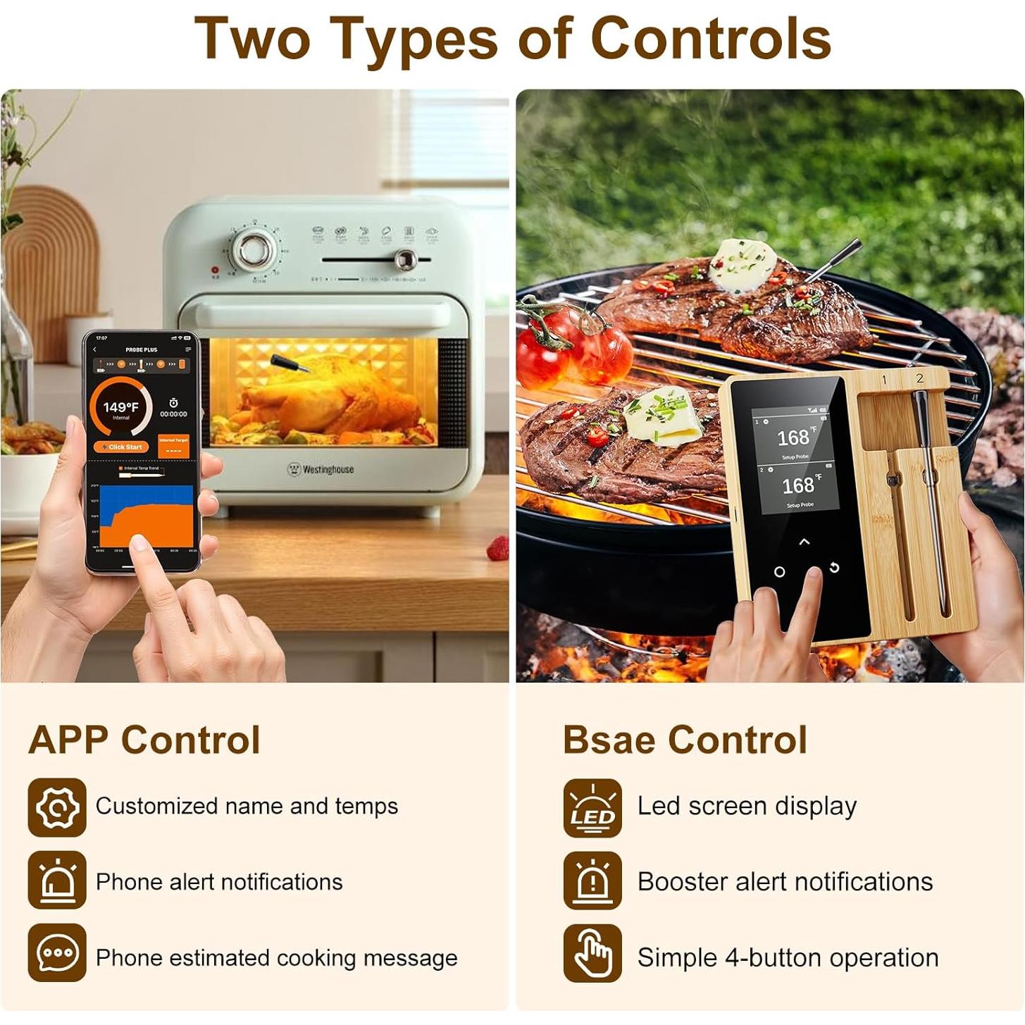Termómetro de Carne Inalámbrico Newise con 2 Probetas Bluetooth