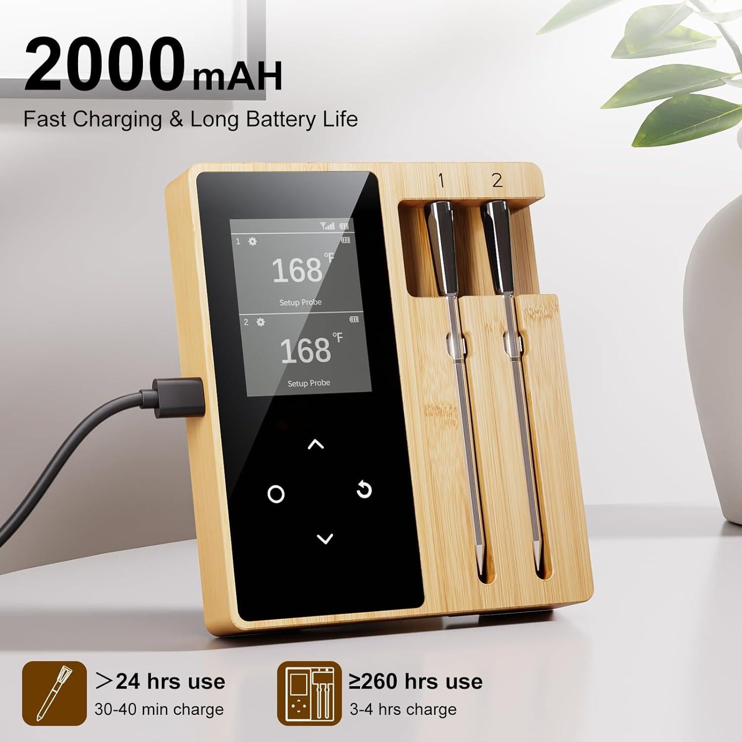 Termómetro de Carne Inalámbrico Newise con 2 Probetas Bluetooth