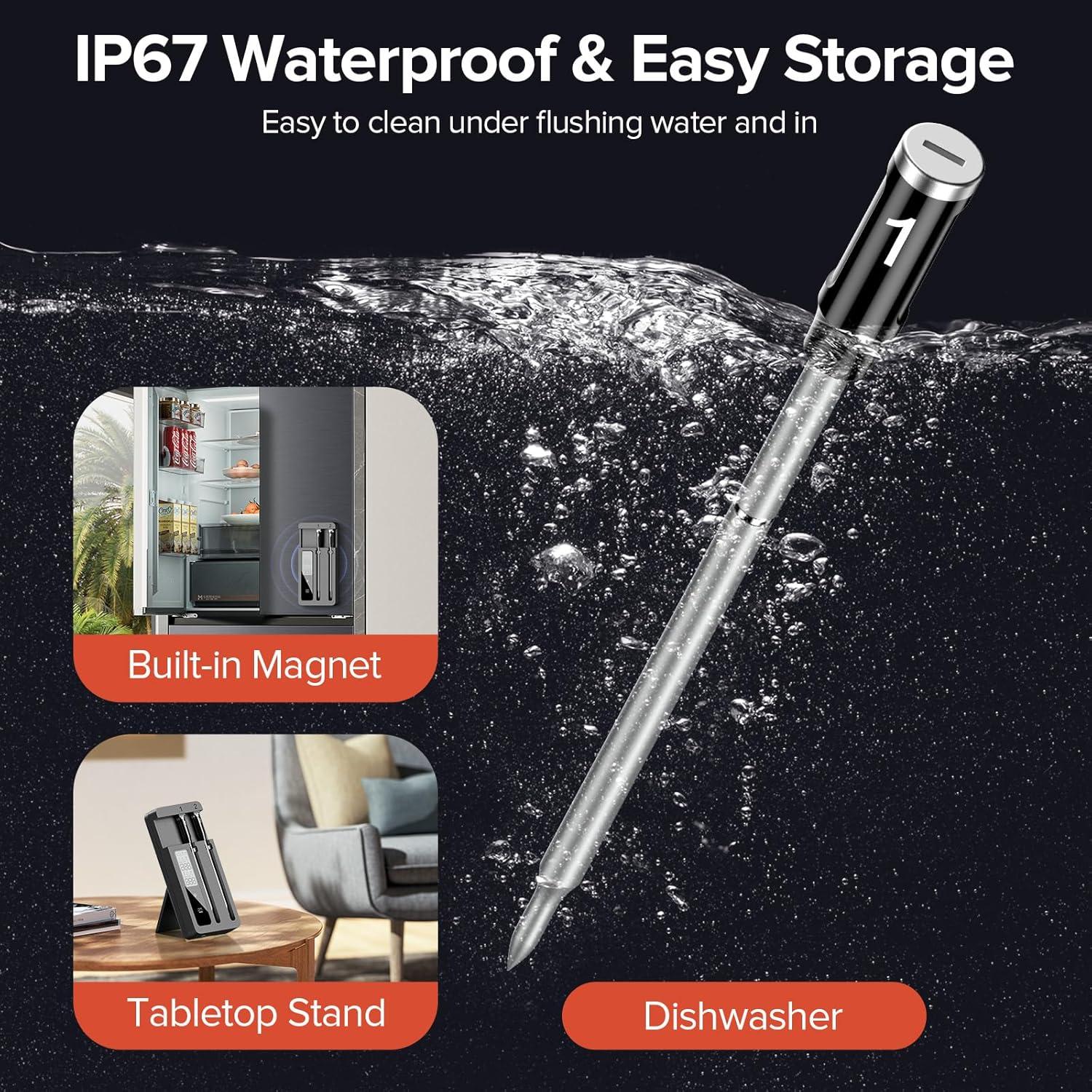 Termómetro de Carne Inalámbrico ROUUO con Duales Probetas