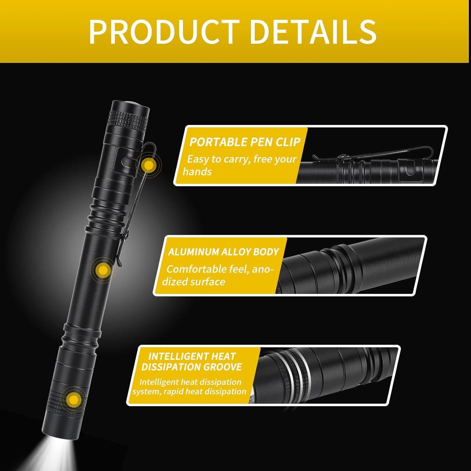 Linterna de Pluma Tbest 478 Lúmenes Mini LED 2pcs