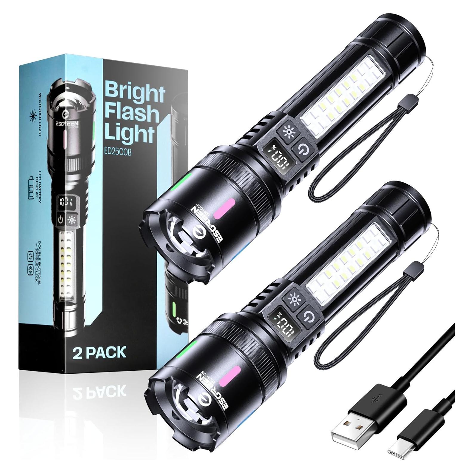 Linternas LED Recargables Esgreen ED25COB 2 Piezas 3000mAh