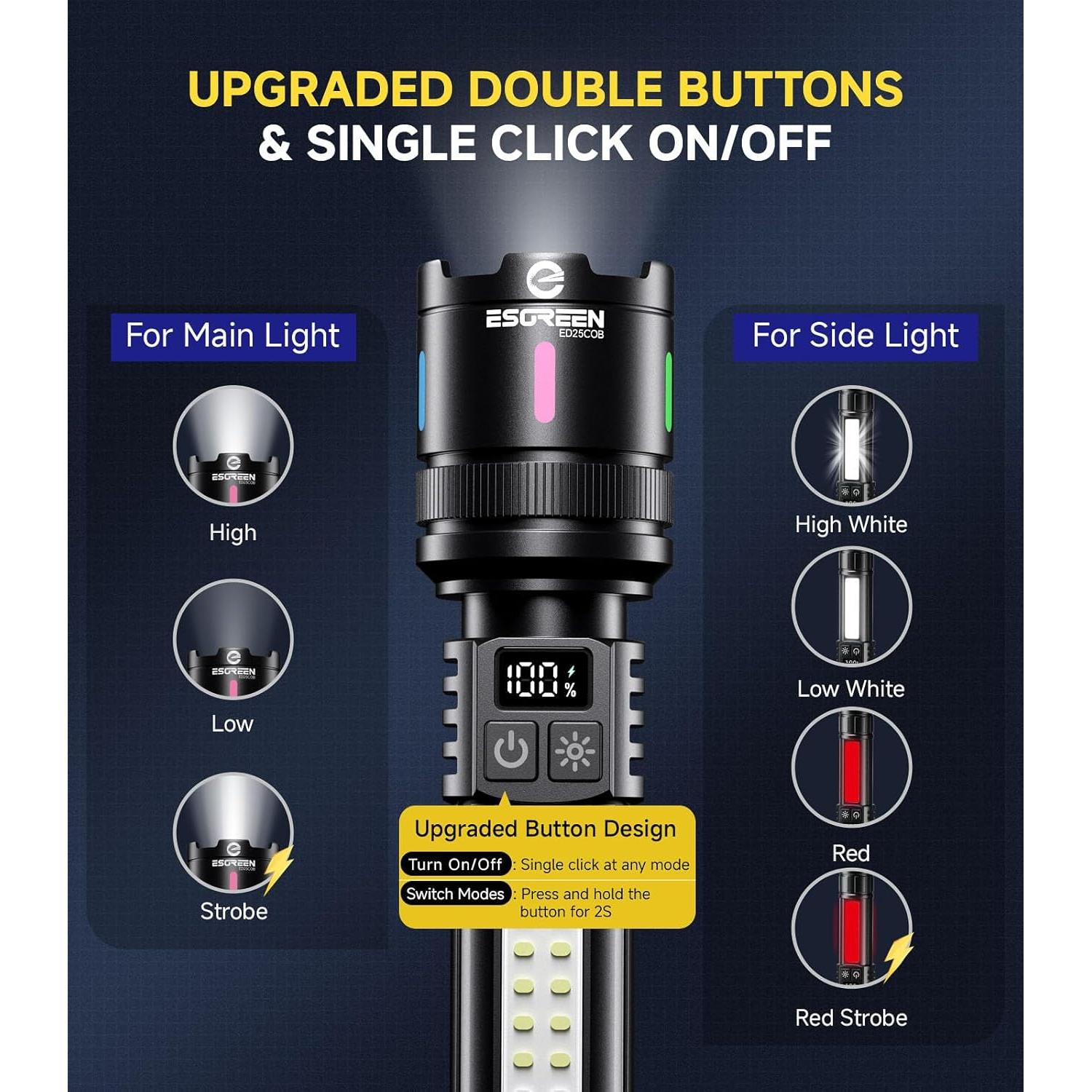 Linternas LED Recargables Esgreen ED25COB 2 Piezas 3000mAh