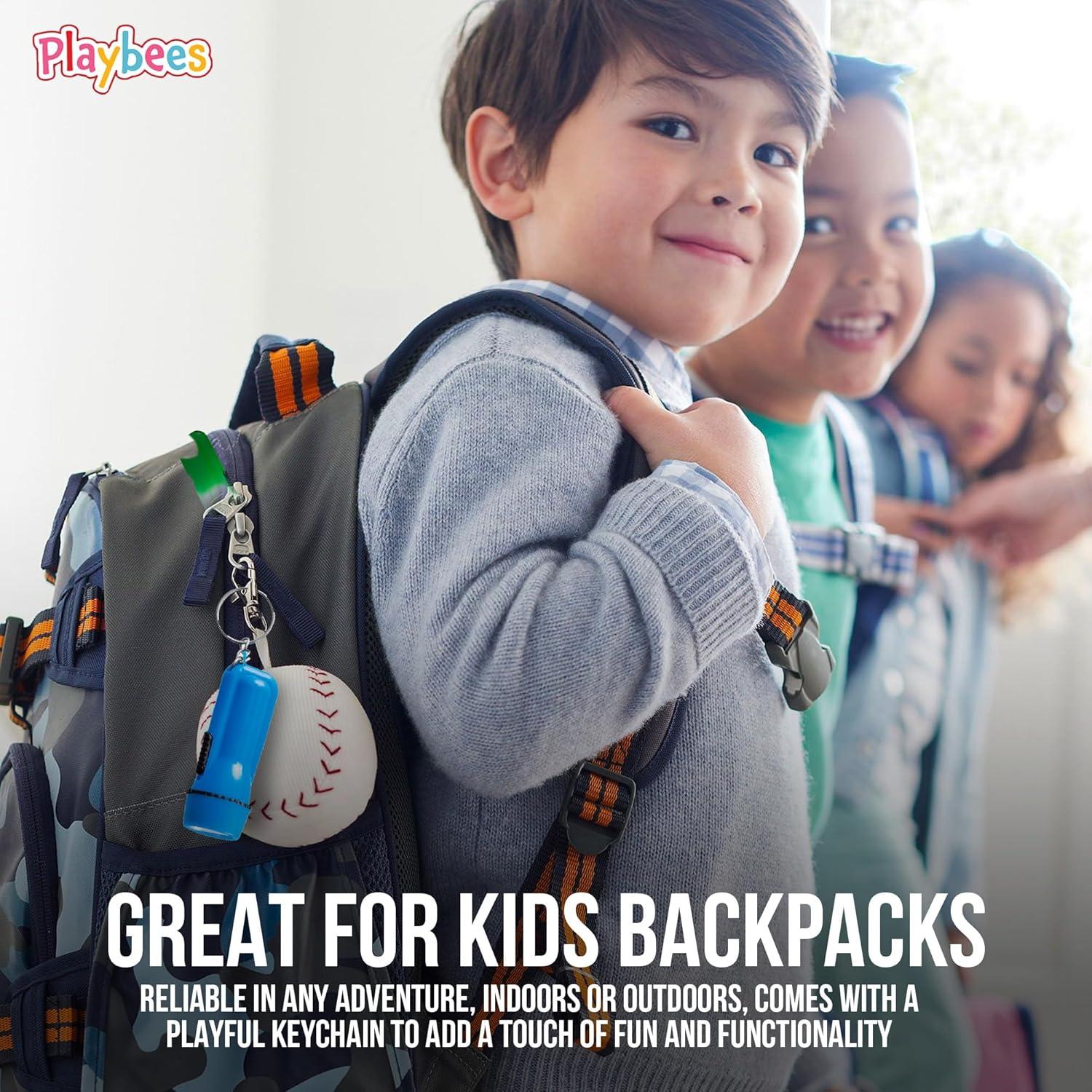 Paquete de 12 Mini Linternas LED Playbees con Llavero - Colores Variados