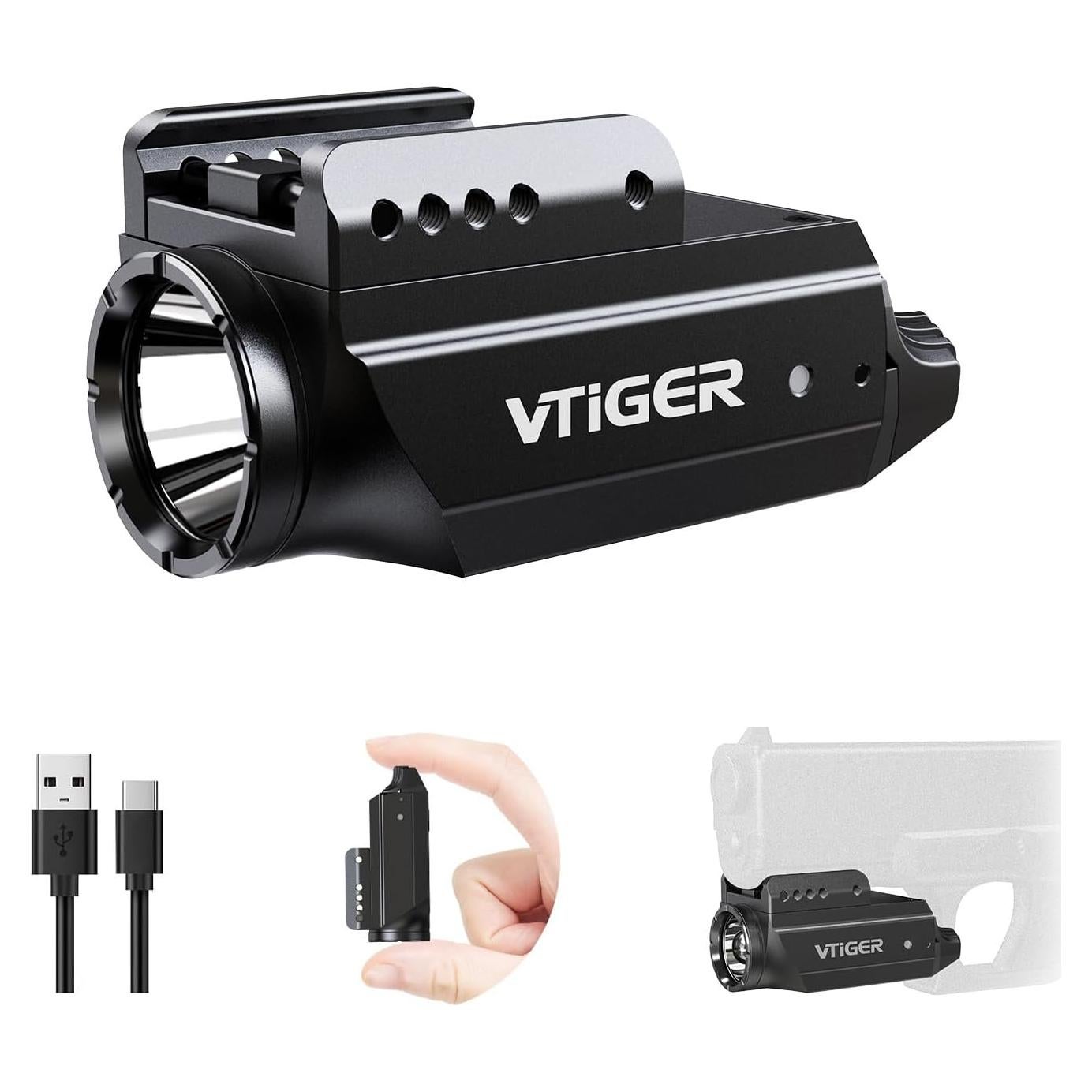 Linterna Táctica VTIGER PL1 1000 Lúmenes Recargable IPX6