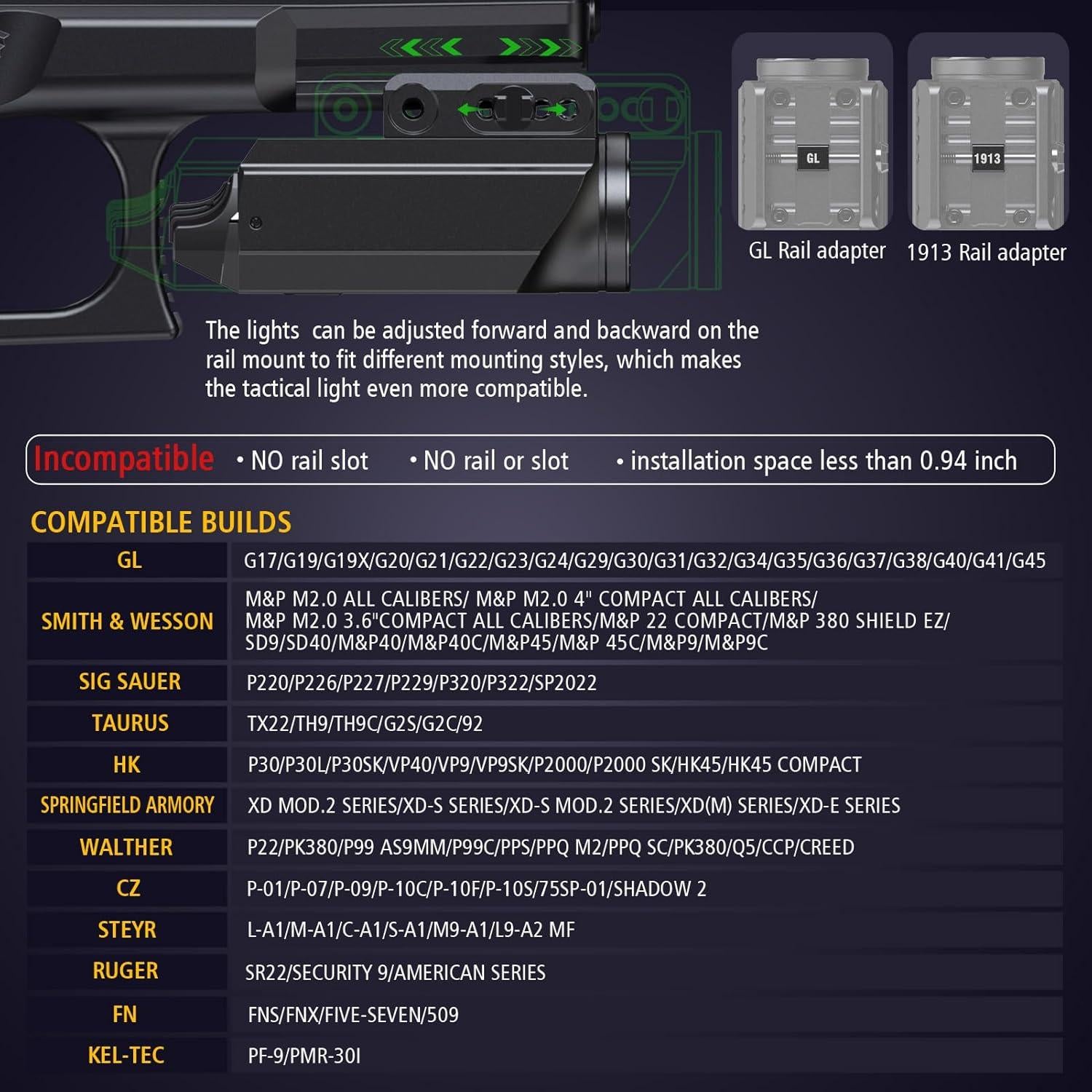 Linterna Táctica VTIGER PL1 1000 Lúmenes Recargable IPX6
