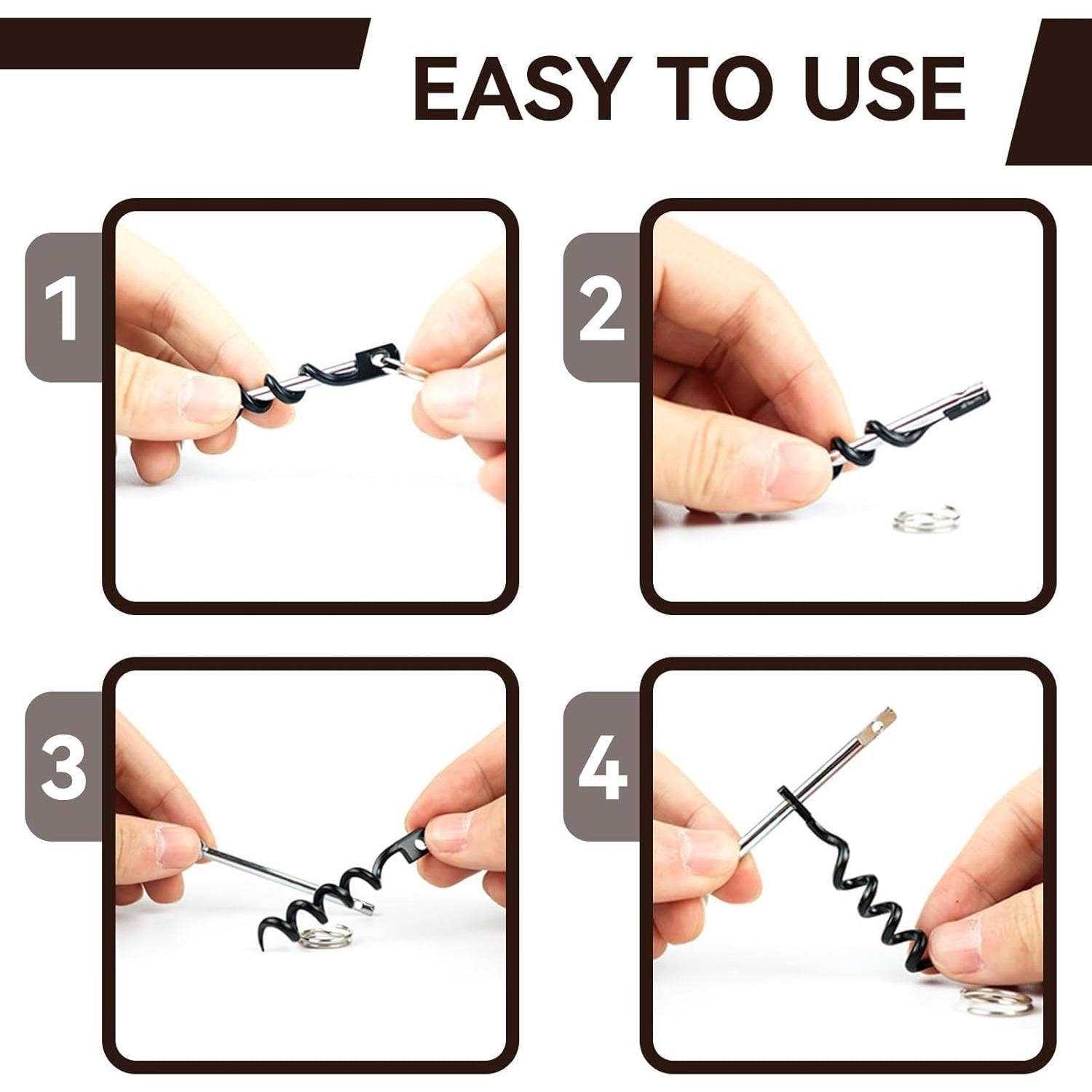 Sacacorchos Portátil Beufee de Acero Inoxidable Negro 11cm