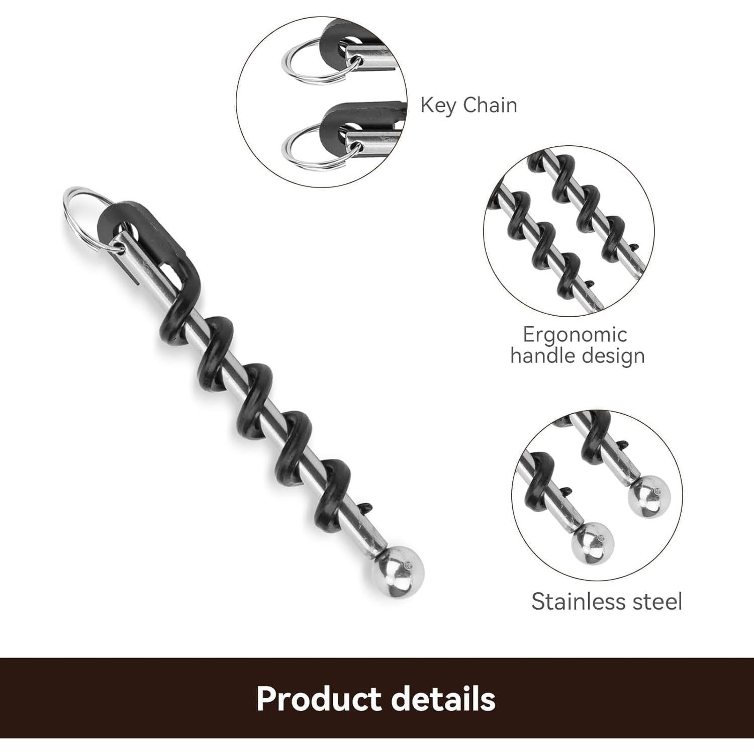 Sacacorchos Portátil Beufee de Acero Inoxidable Negro 11cm