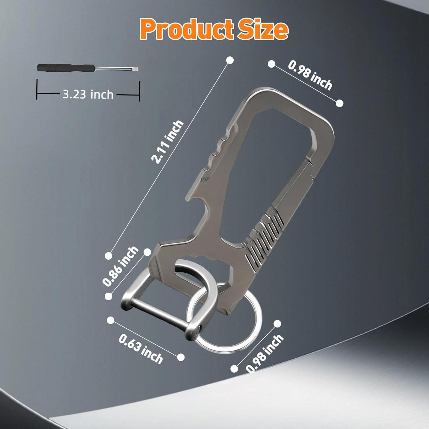 Carabiner de Titanio FQJOYL EDC Multifuncional con Abrebotellas