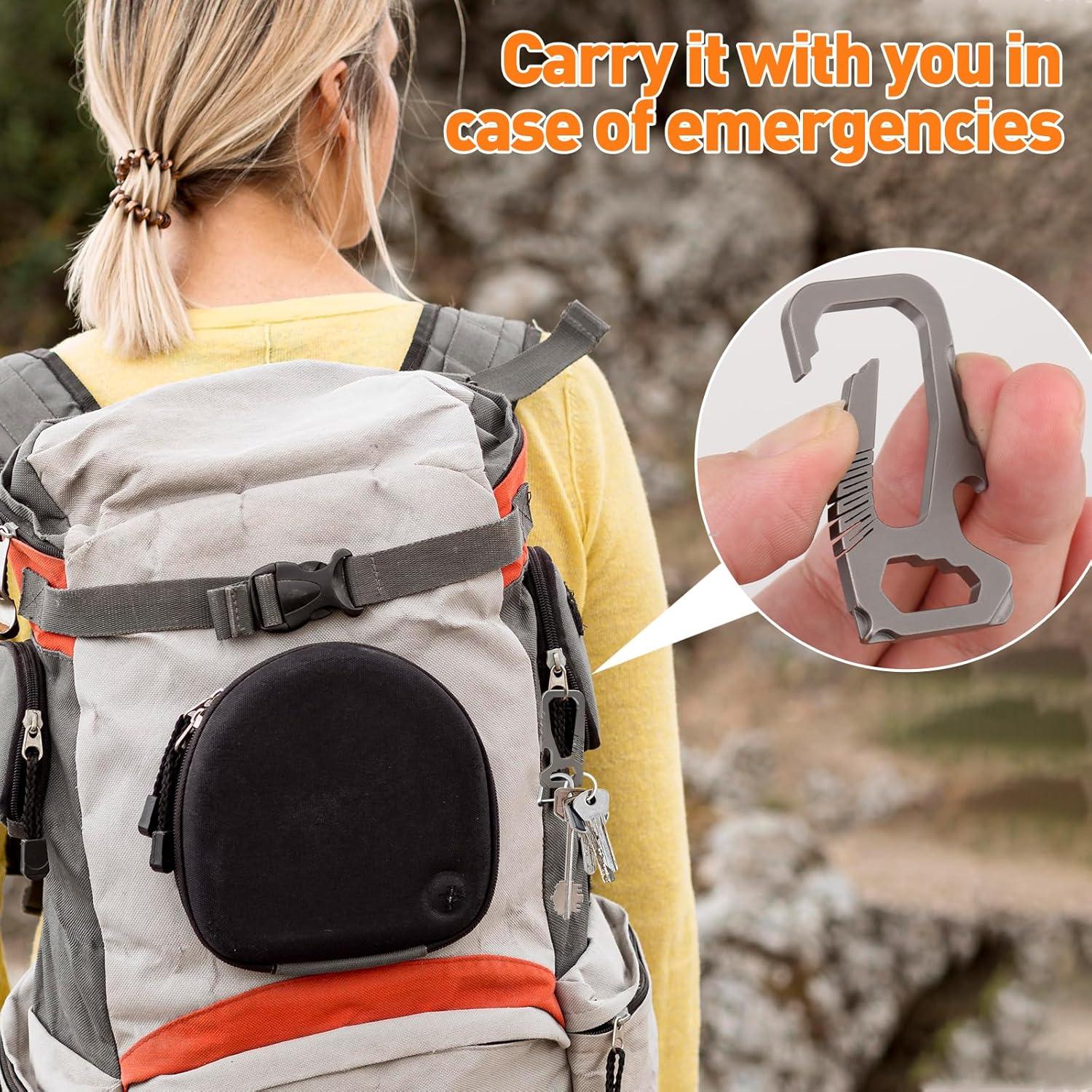 Carabiner de Titanio FQJOYL EDC Multifuncional con Abrebotellas