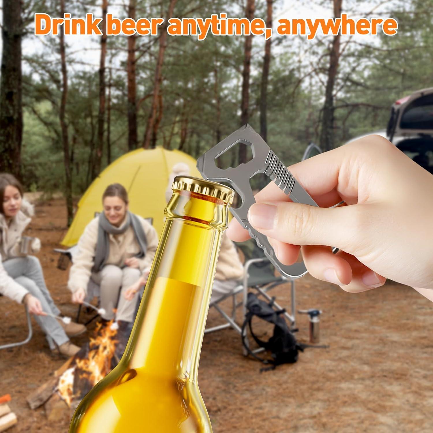 Carabiner de Titanio FQJOYL EDC Multifuncional con Abrebotellas