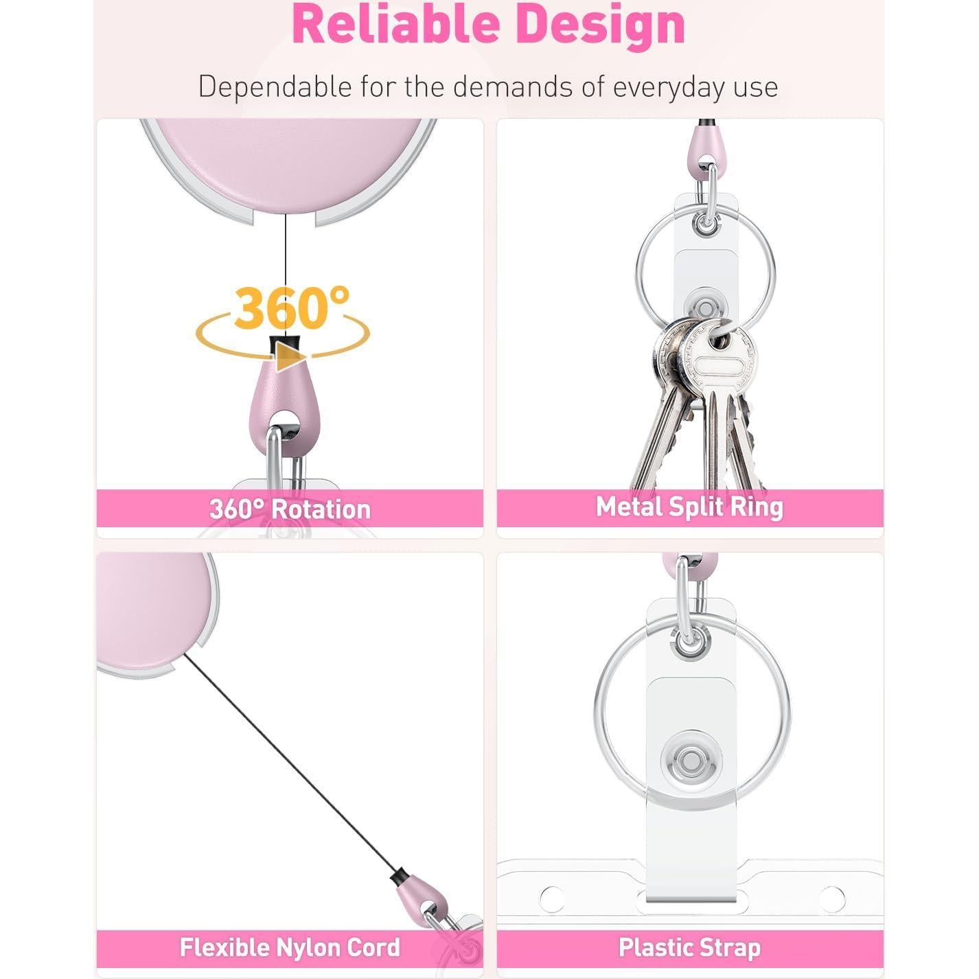 Carrete Retráctil Uniclife 2 Paquete Rosa 61 cm Resistente