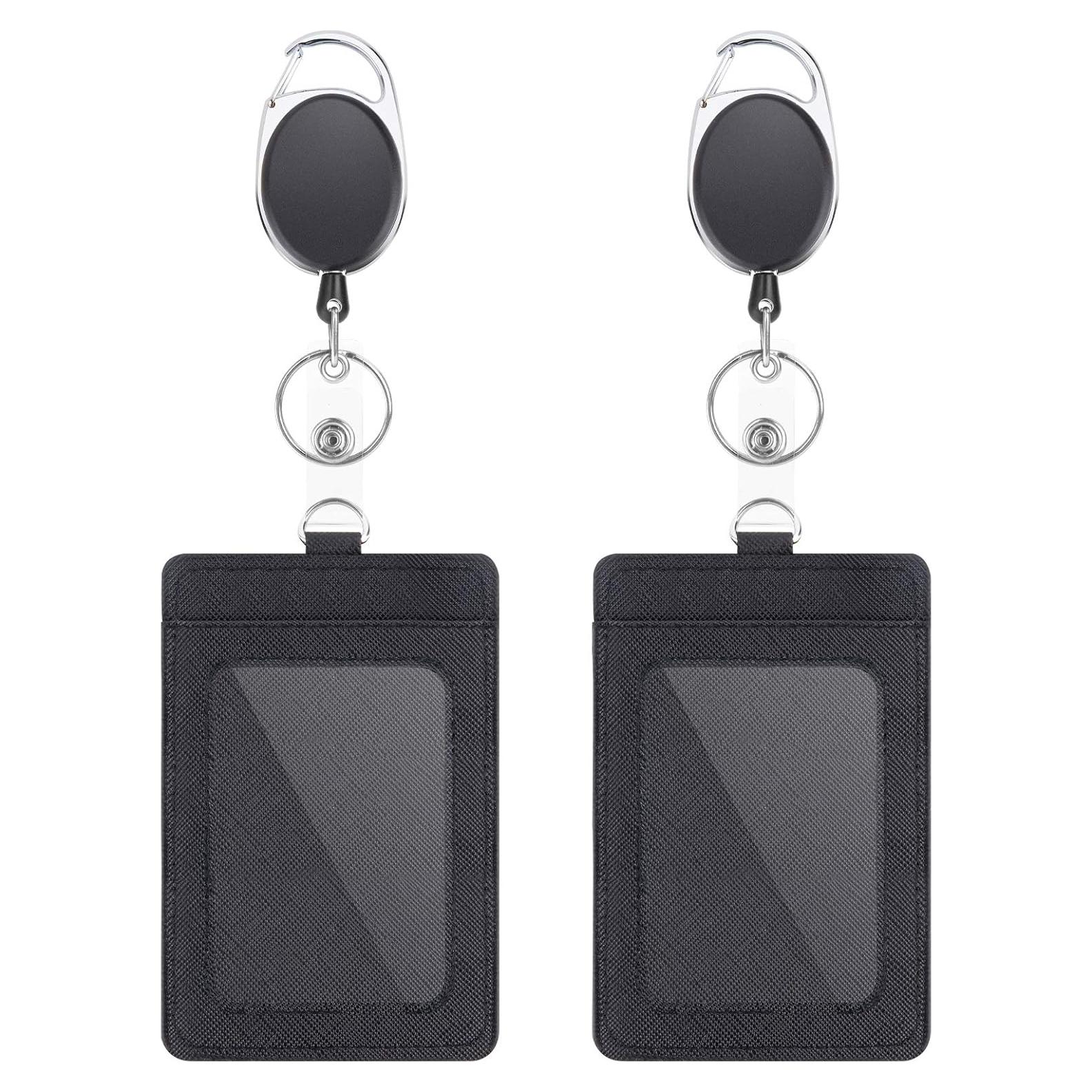 Juego de 2 Sujetadores de Insignias Retráctiles DUPENCD Negro