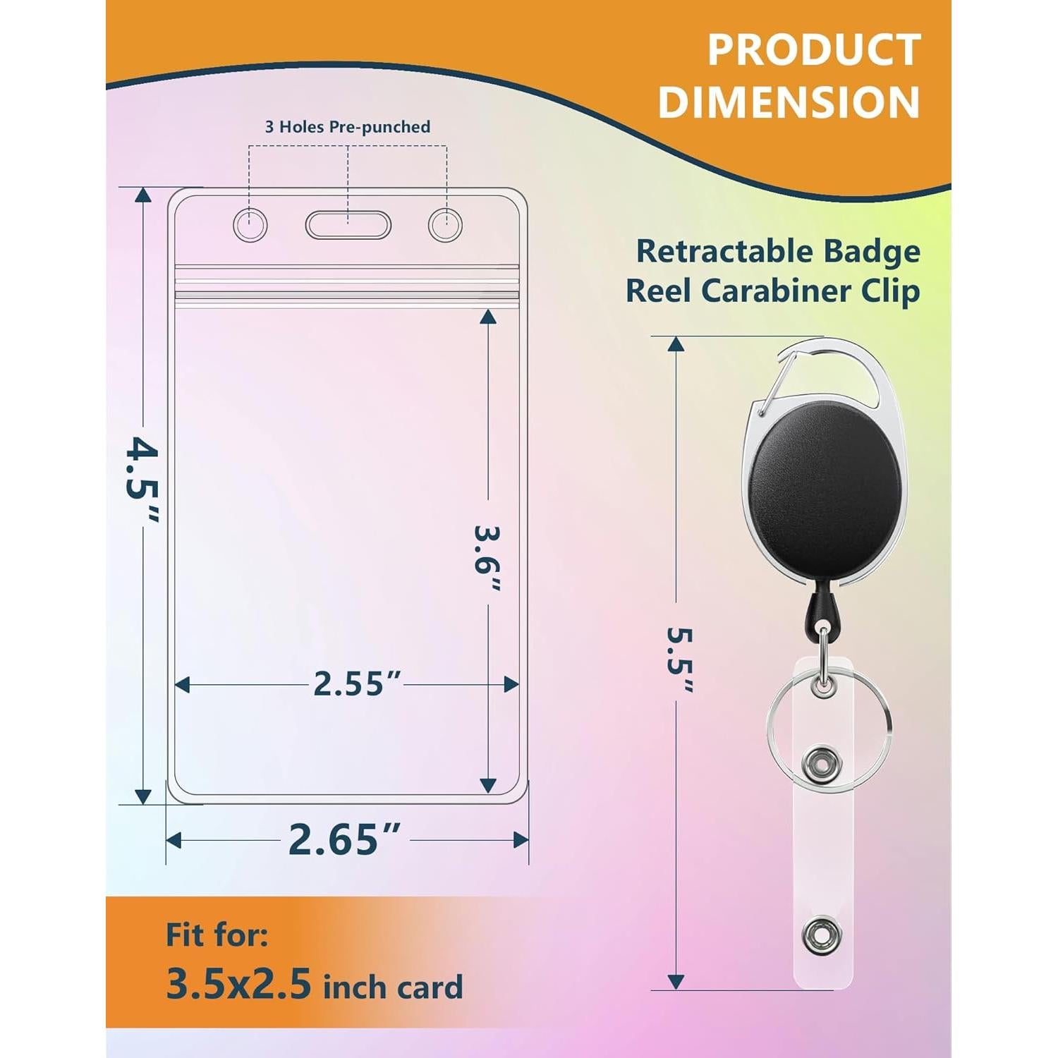 2 Pack Soft Plastic Badge Holders with Heavy Duty Badge Reels A