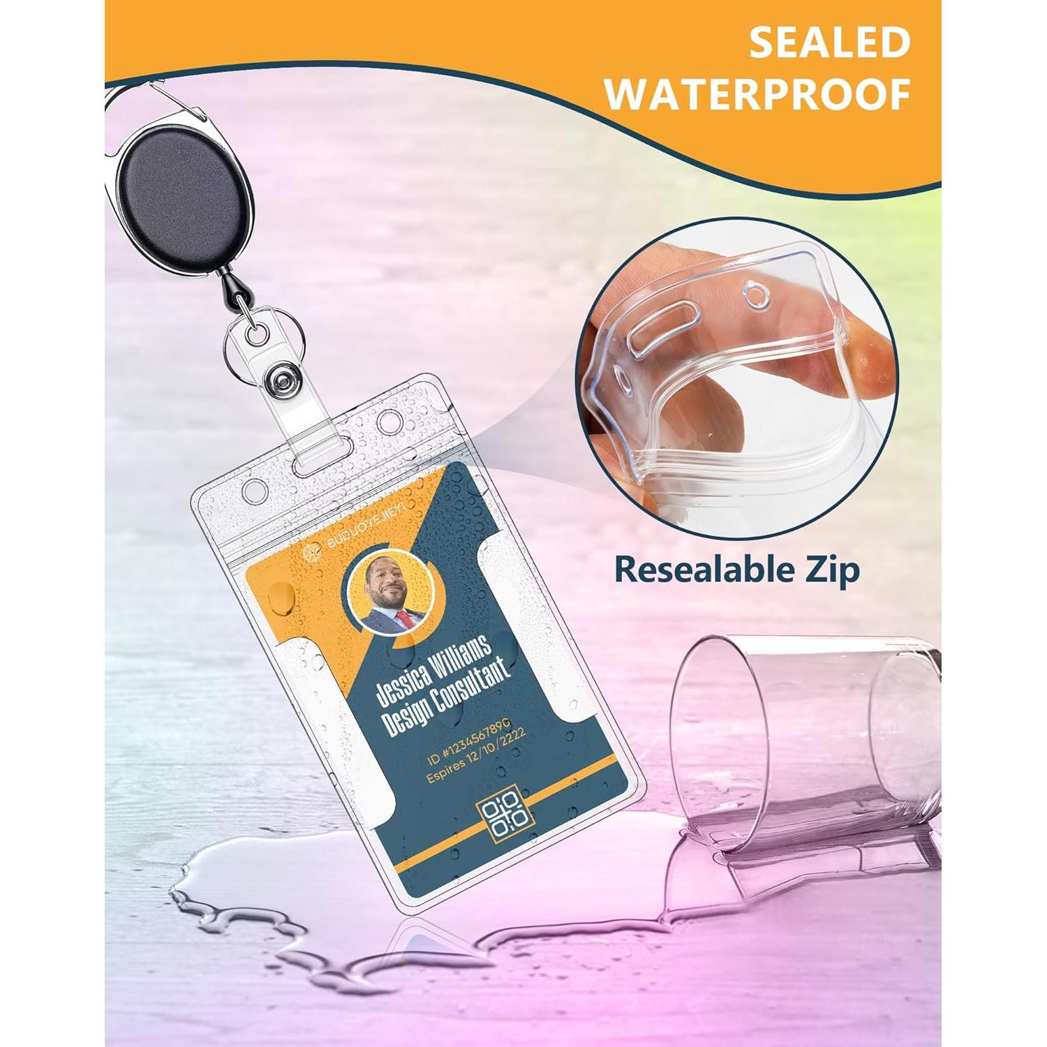 2 Pack Soft Plastic Badge Holders with Heavy Duty Badge Reels A