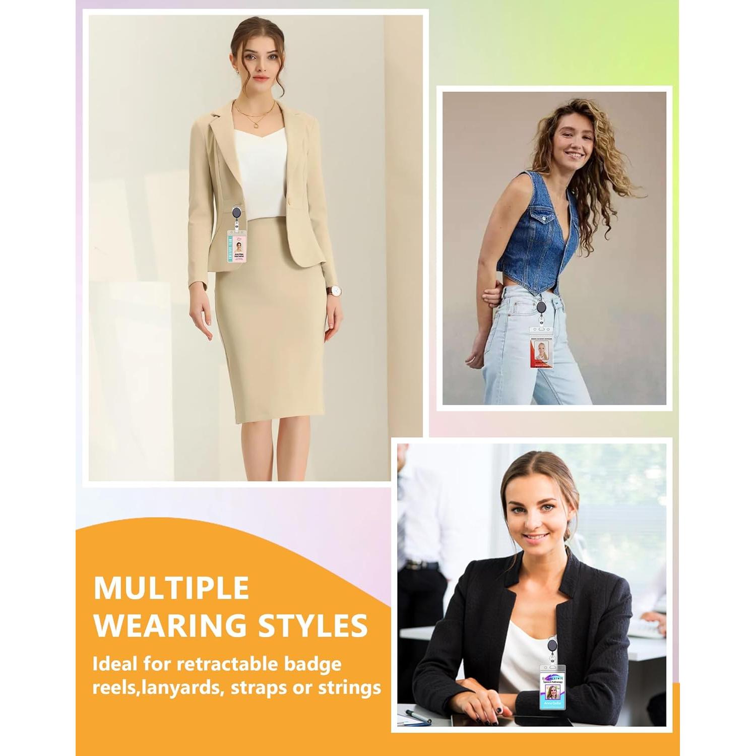 2 Pack Soft Plastic Badge Holders with Heavy Duty Badge Reels A