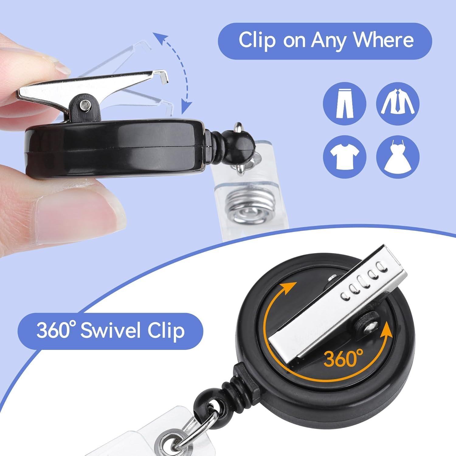 Clip de Insignia Retráctil Teskyer 5 Paquete Negro 60 cm