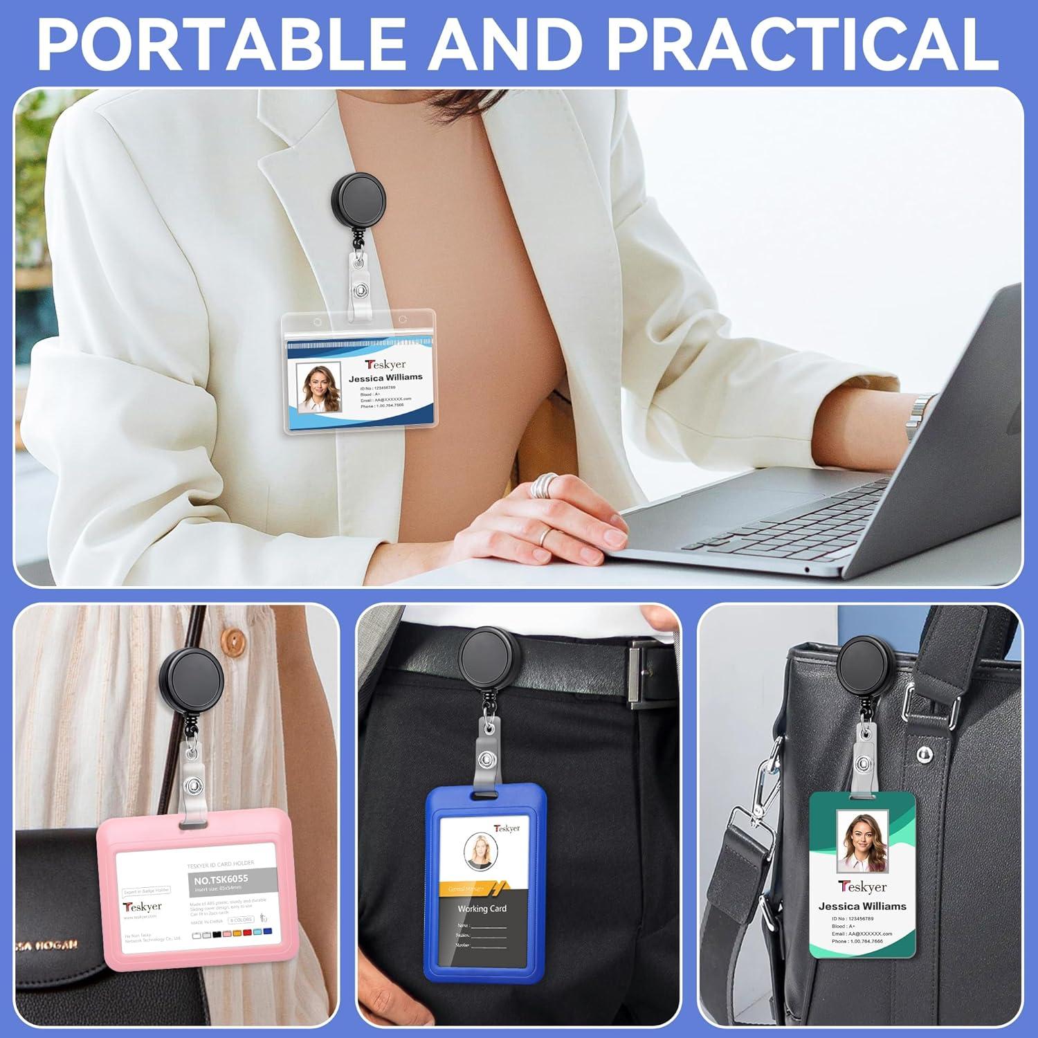 Clip de Insignia Retráctil Teskyer 5 Paquete Negro 60 cm