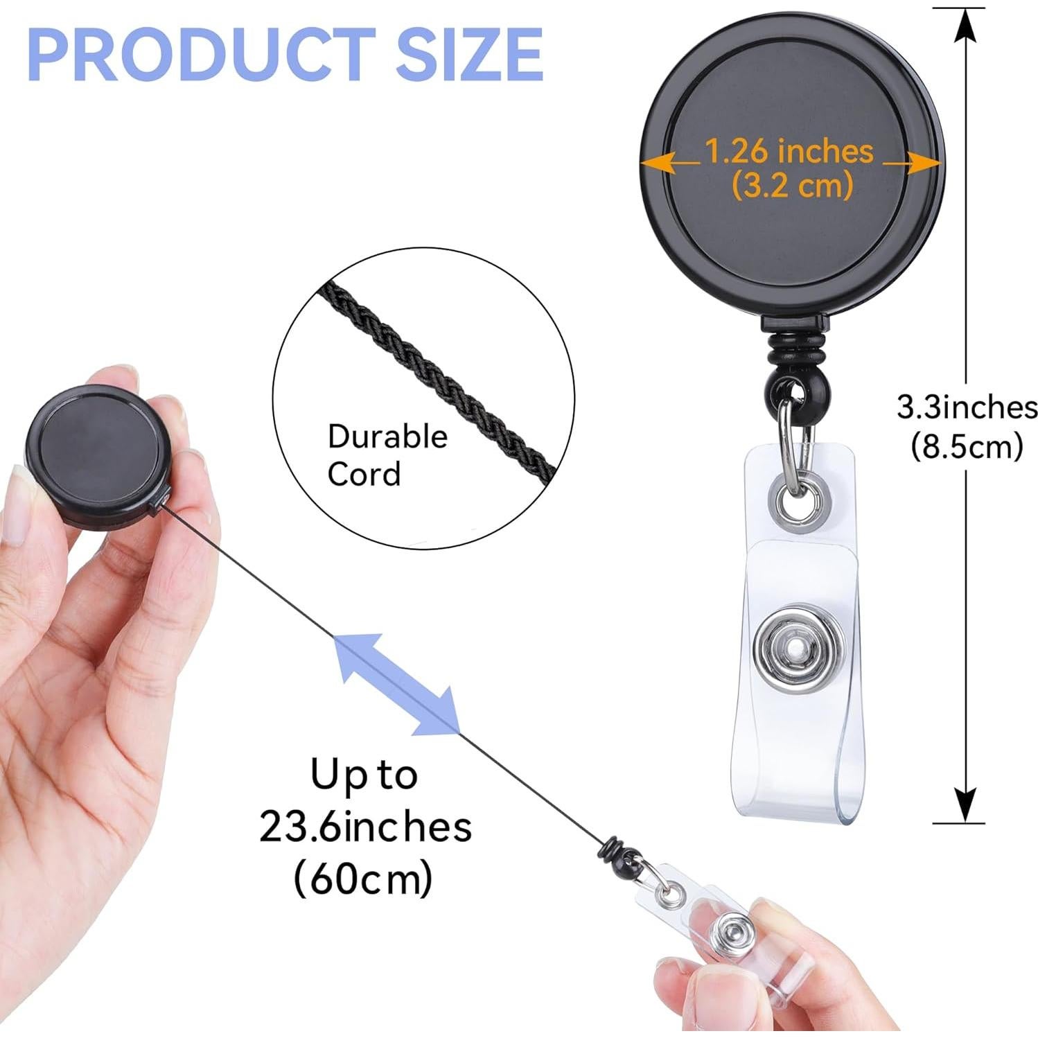 Clip de Insignia Retráctil Teskyer 5 Paquete Negro 60 cm