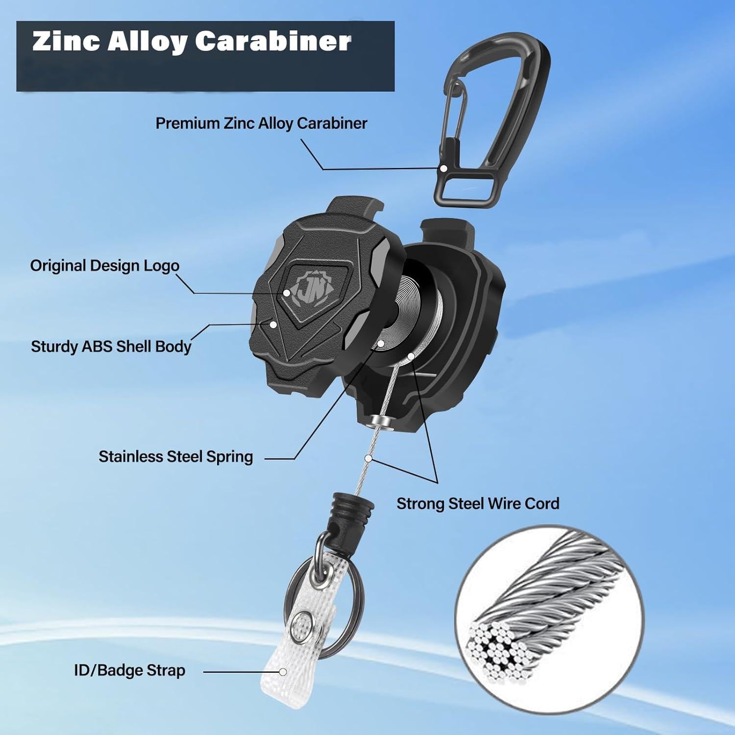 Paquete de 2 llaveros retráctiles JNOMOW 80 cm alta resistencia