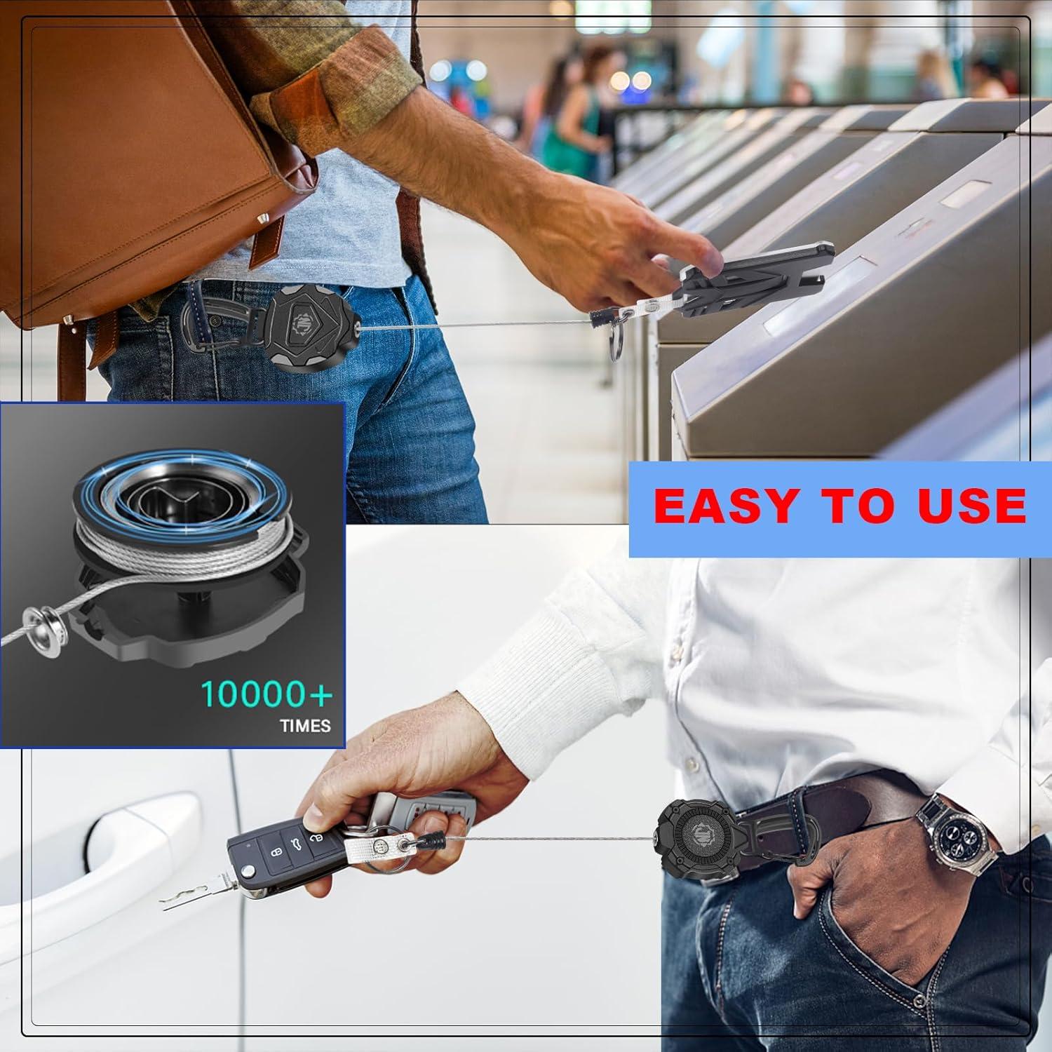 Paquete de 2 llaveros retráctiles JNOMOW 80 cm alta resistencia