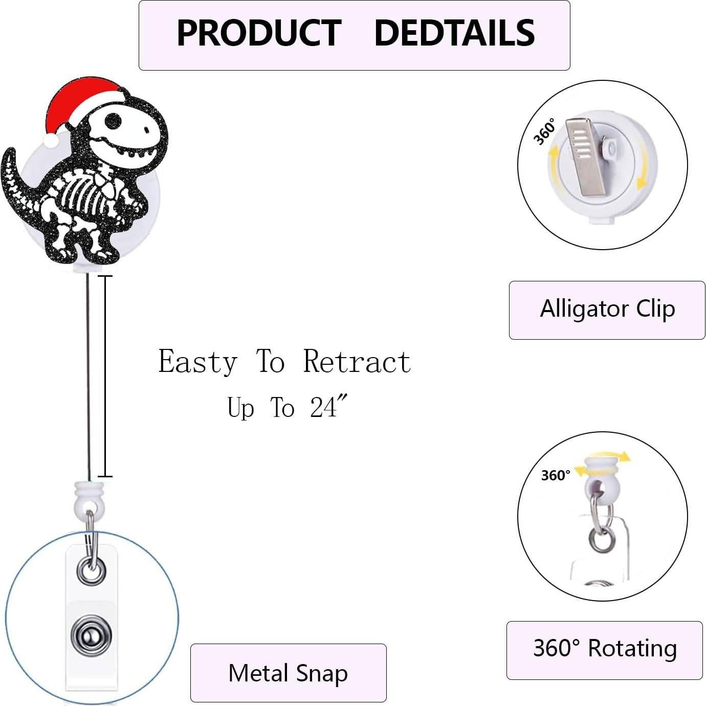 Insignia Retráctil Navidad Thriano Dinosaurio Clip 9g