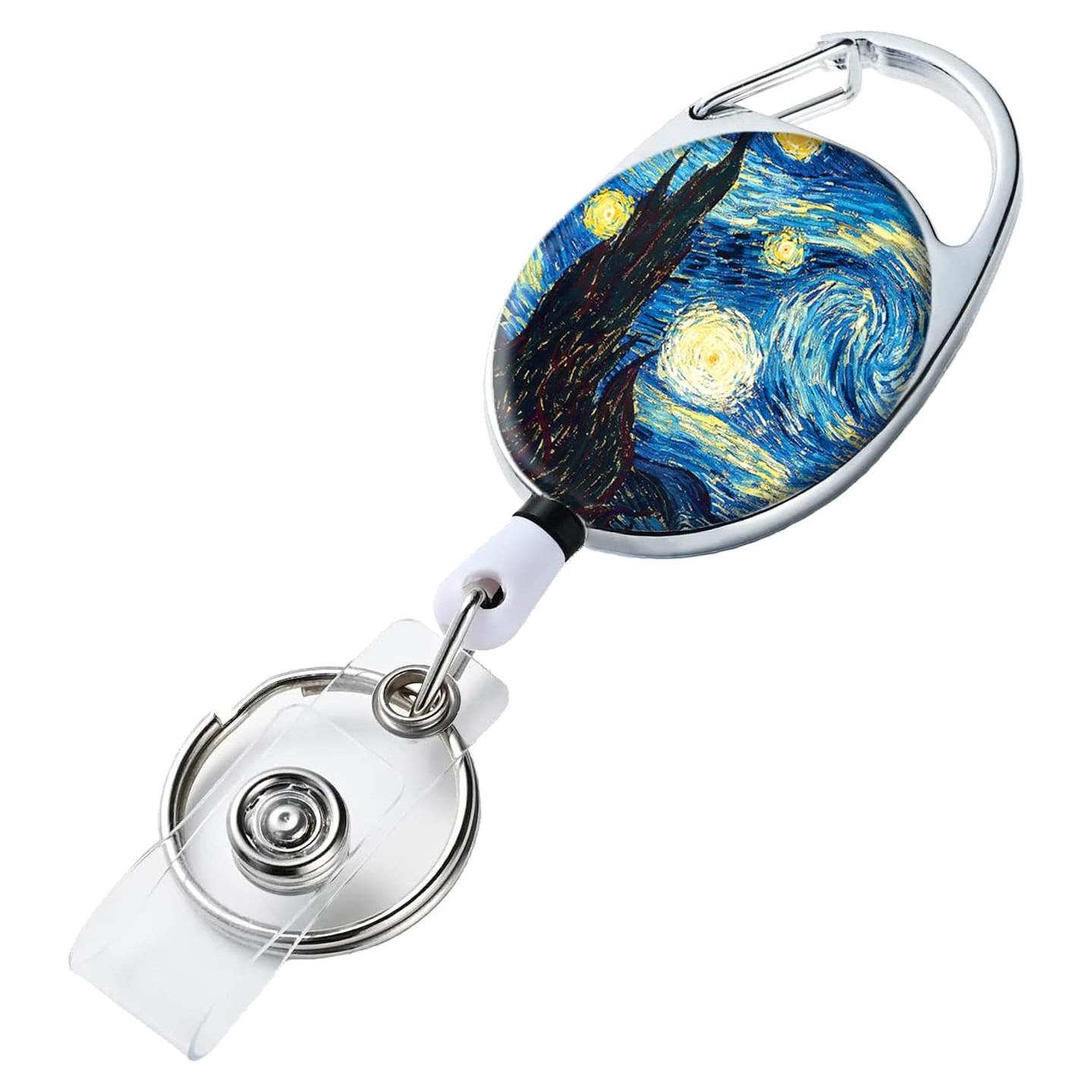Porta Credencial Retráctil COUKASO con Llavero 70 cm - Pintura Nocturna
