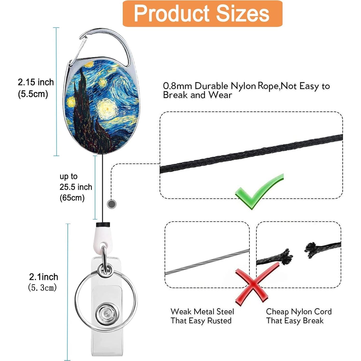 Porta Credencial Retráctil COUKASO con Llavero 70 cm - Pintura Nocturna